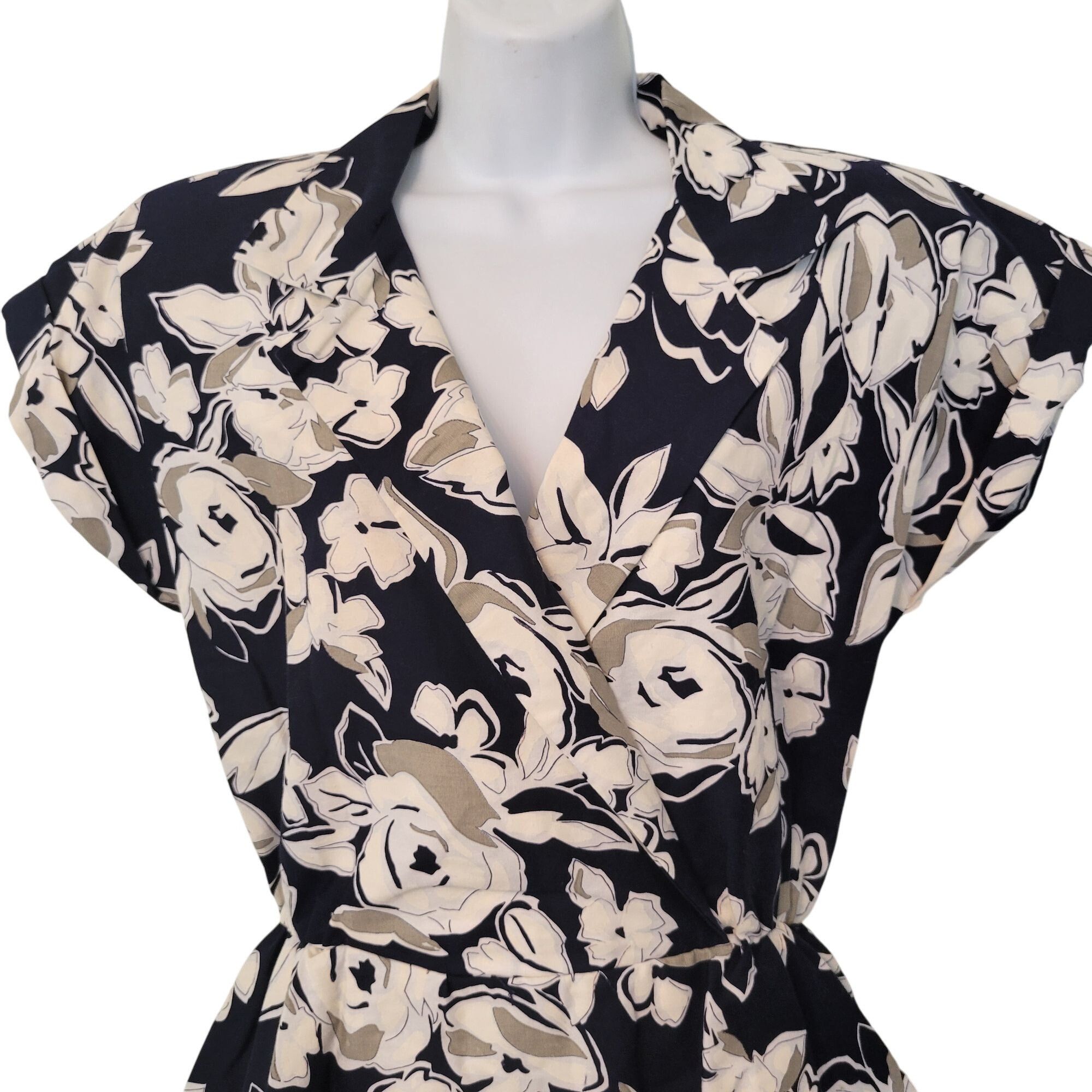 Other Vintage 1940s Peplum Blue Floral Midi Tea Dress 14 Retro Pin Size XL / US 12-14 / IT 48-50 - 2 Thumbnail