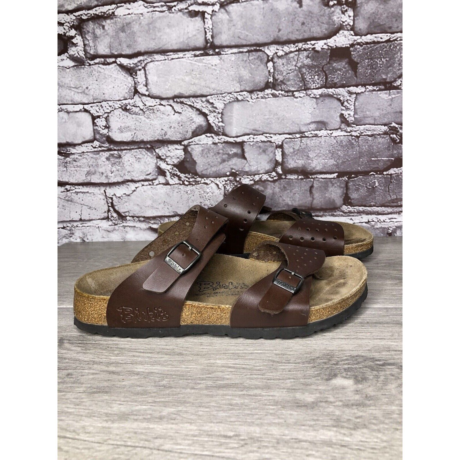 Birkenstock Birkenstock Birki's Freeport Brown Perforated Strap Sandals Size US 7 / IT 37 - 1 Thumbnail