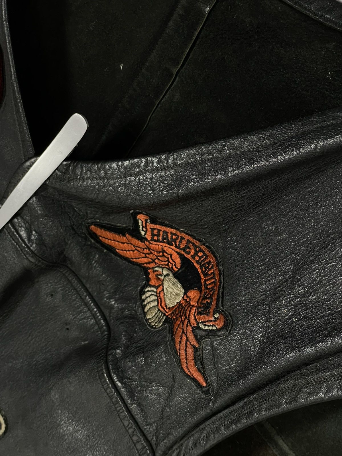 Harley Davidson × Vintage Vintage Leather Bikers Vest Harley Davidson 80s Crazy Fade Size US S / EU 44-46 / 1 - 8 Thumbnail