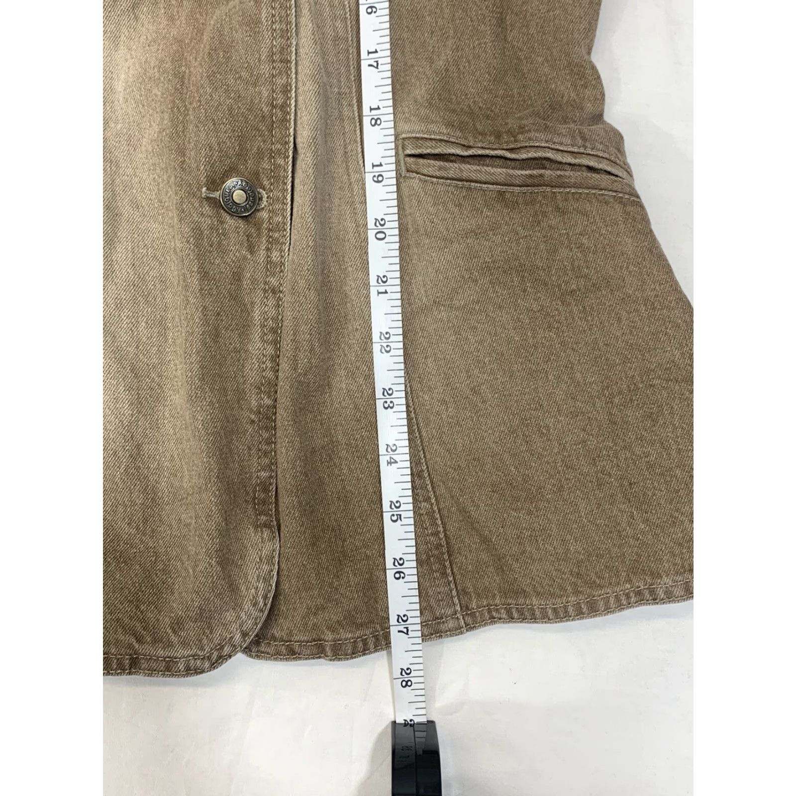 Denime VINTAGE Jeanology Denim Jacket Beige Size 10 Women Jacket Pea Coat Fall Winter Spring Denim Cotton Beige Button Regular Size 32" / US 10 / IT 46 - 6 Thumbnail