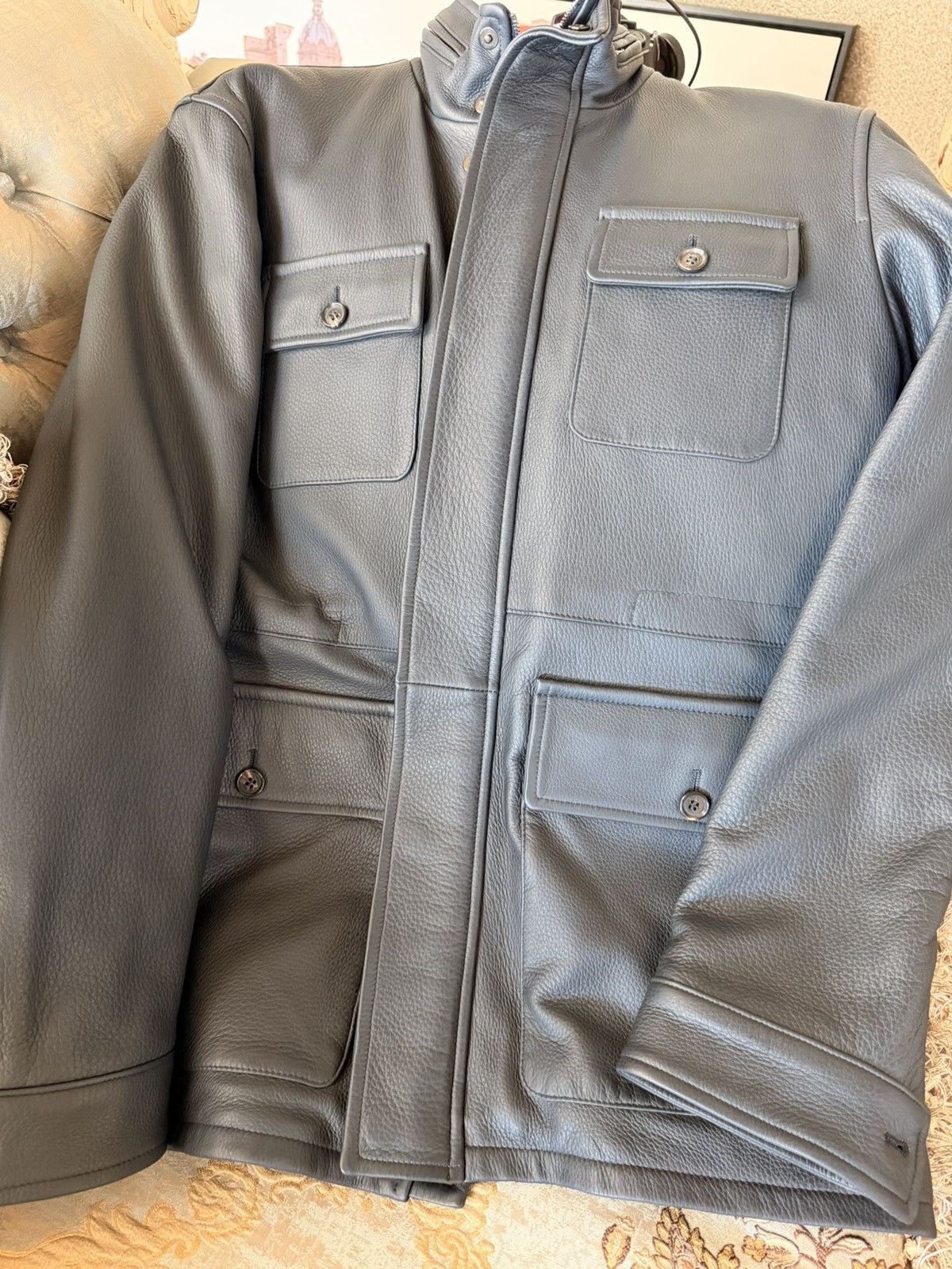 Isaia Napolii New ISAIA NAPOLI Men Deerskin Field Leather Coat Jacket $8K Size US L / EU 52-54 / 3 - 3 Thumbnail