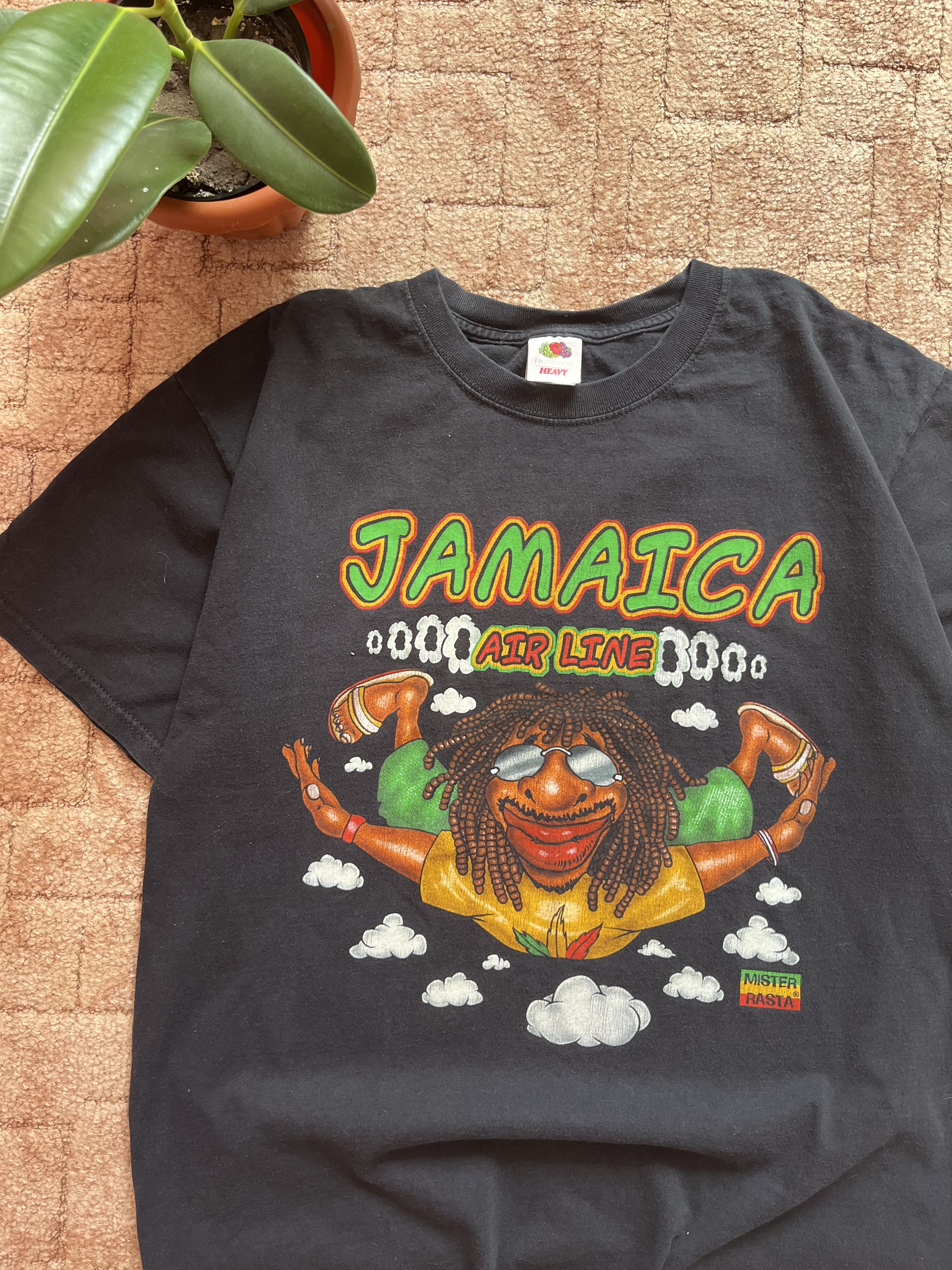 Vintage Vintage 90's Jamaica Air Lines Bob Marley Marijuana Tee Size US L / EU 52-54 / 3 - 2 Thumbnail