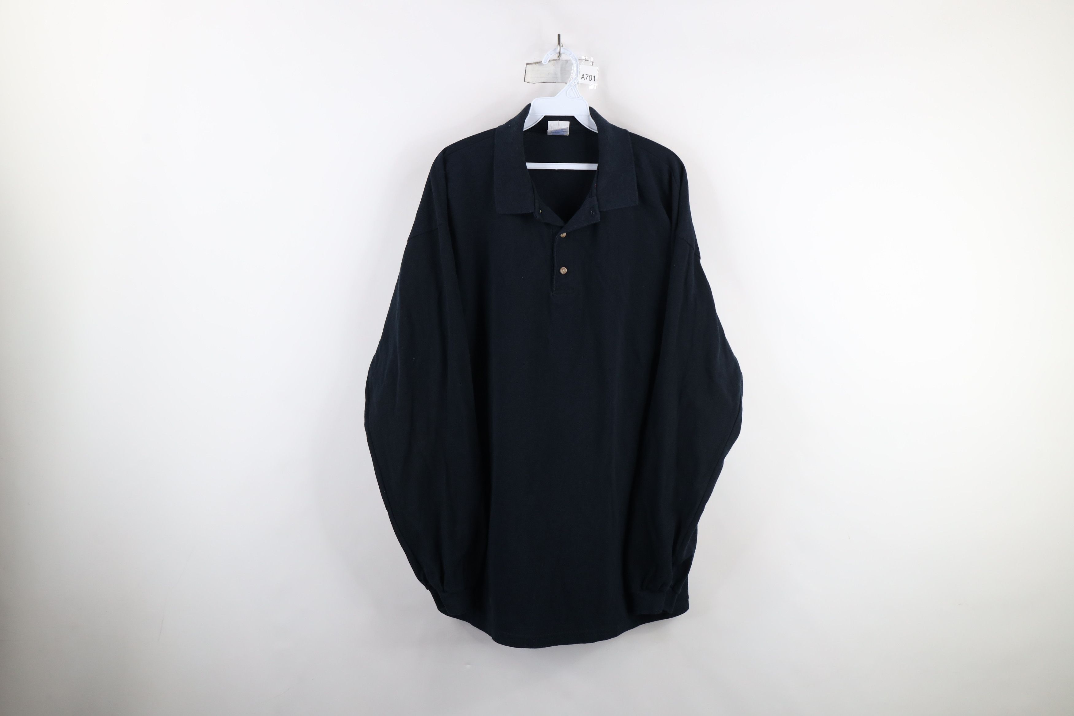 Vintage Vintage 90s Streetwear Heavy Long Sleeve Polo Shirt Black Size US XL / EU 56 / 4 - 1 Thumbnail