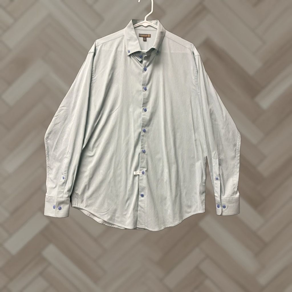 Peter Millar Peter Millar Summer Comfort Long Sleeve Shirt Men L Mint Green Pin Stripes Performance Golf Casual Size US L / EU 52-54 / 3 - 1 Thumbnail