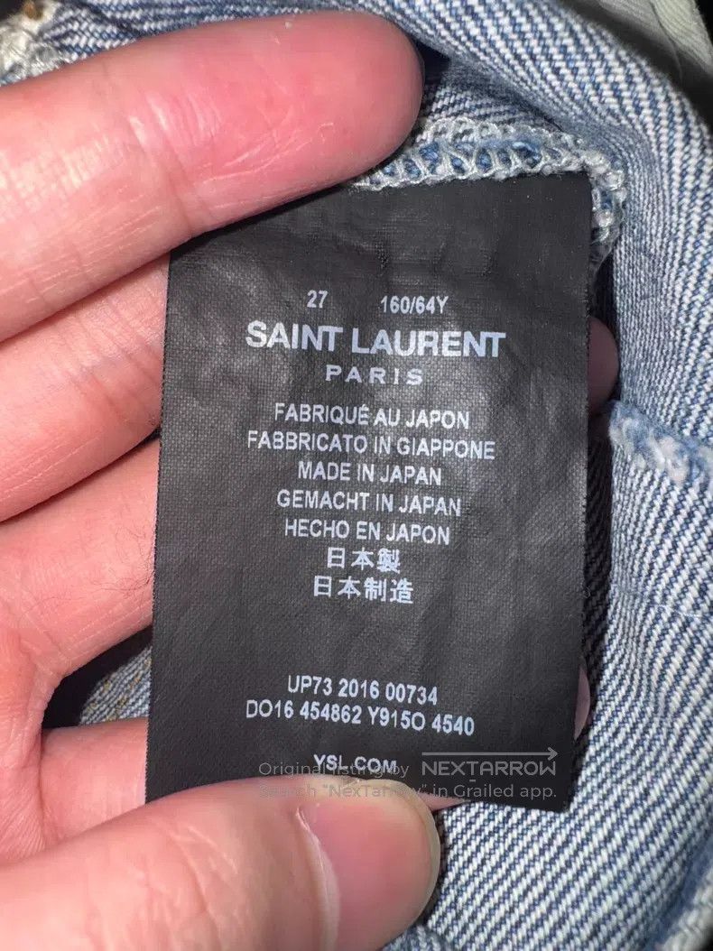 Saint Laurent Paris Saint Laurent Paris Light Blue Claw Patch Destroyed Denim Size US 27 - 7 Thumbnail