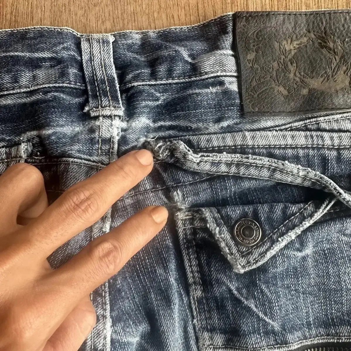 If Six Was Nine SICKS‼️STORM WASH⚡️VINTAGE JAPANESE JEANS SKULLS DENIM PANTS Size US 32 / EU 48 - 13 Thumbnail