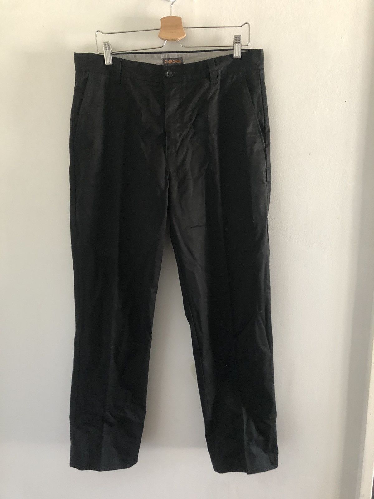Vintage 34x30 Vintage Cherokee Work Pleated Chino Slack Pants Black Size US 34 / EU 50 - 1 Thumbnail