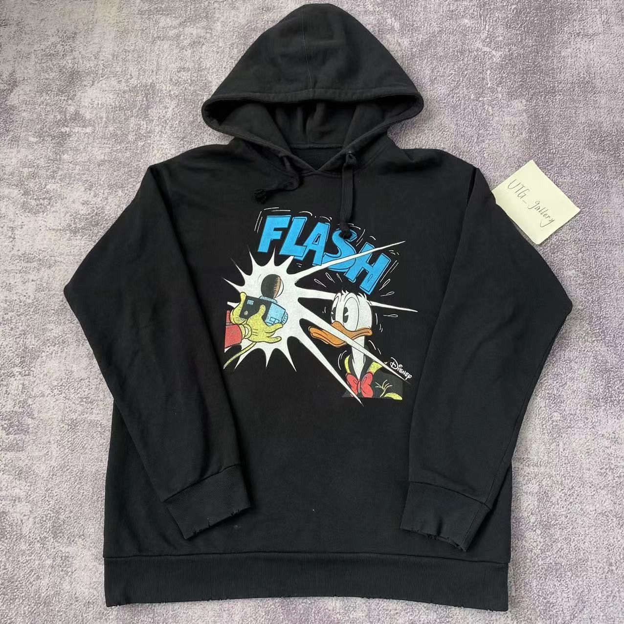 Gucci x Disney★素敵!Donald Duck Flash Distressed Sweatshirt Rare Disney Gucci Embroidered Mickey Mouse Donald Sweatshirt