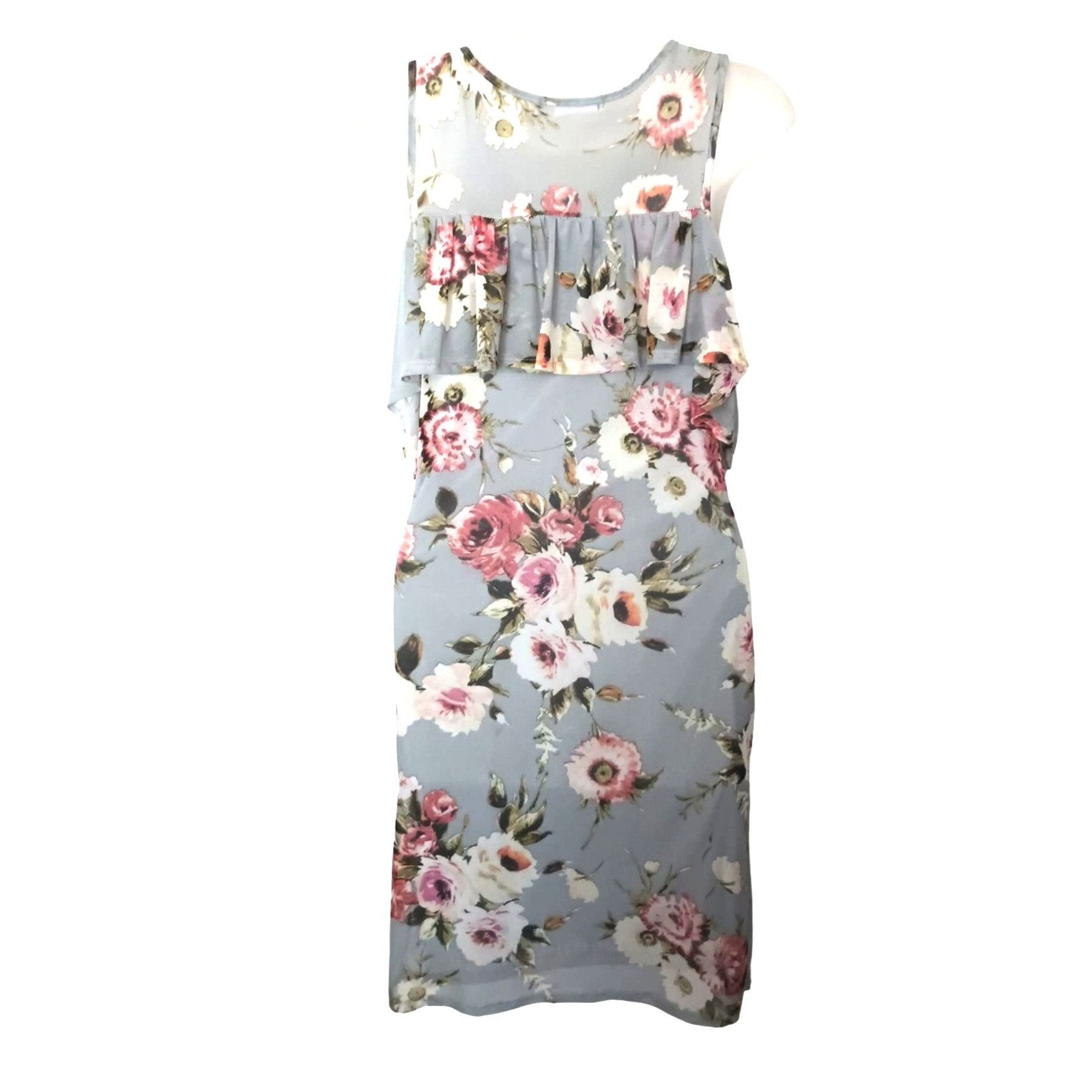 Vintage Potters Pot Women's Sleeveless Floral Dress Mesh Lined M Med Size M / US 6-8 / IT 42-44 - 2 Thumbnail