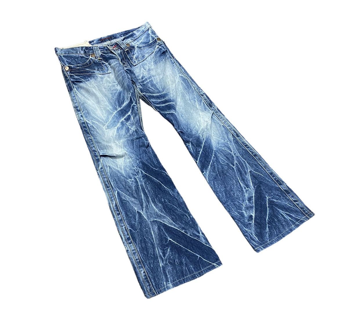Designer × Japanese Brand Blue Way Flare Boot Cut Ladies Denim Jeans W32” Size 32" / US 10 / IT 46 - 4 Thumbnail