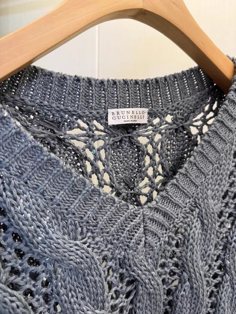 Brunello Cucinelli Brunello Cucinelli Sequined Twisted Knit Sweater Size S / US 4 / IT 40 - 4 Thumbnail