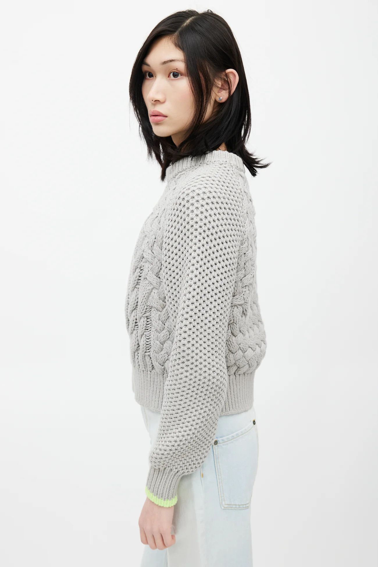 Maison Margiela FW15 MM6 CROPPED HEAVY CABLE KNIT PULLOVER SWEATER Size XS / US 0-2 / IT 36-38 - 4 Thumbnail