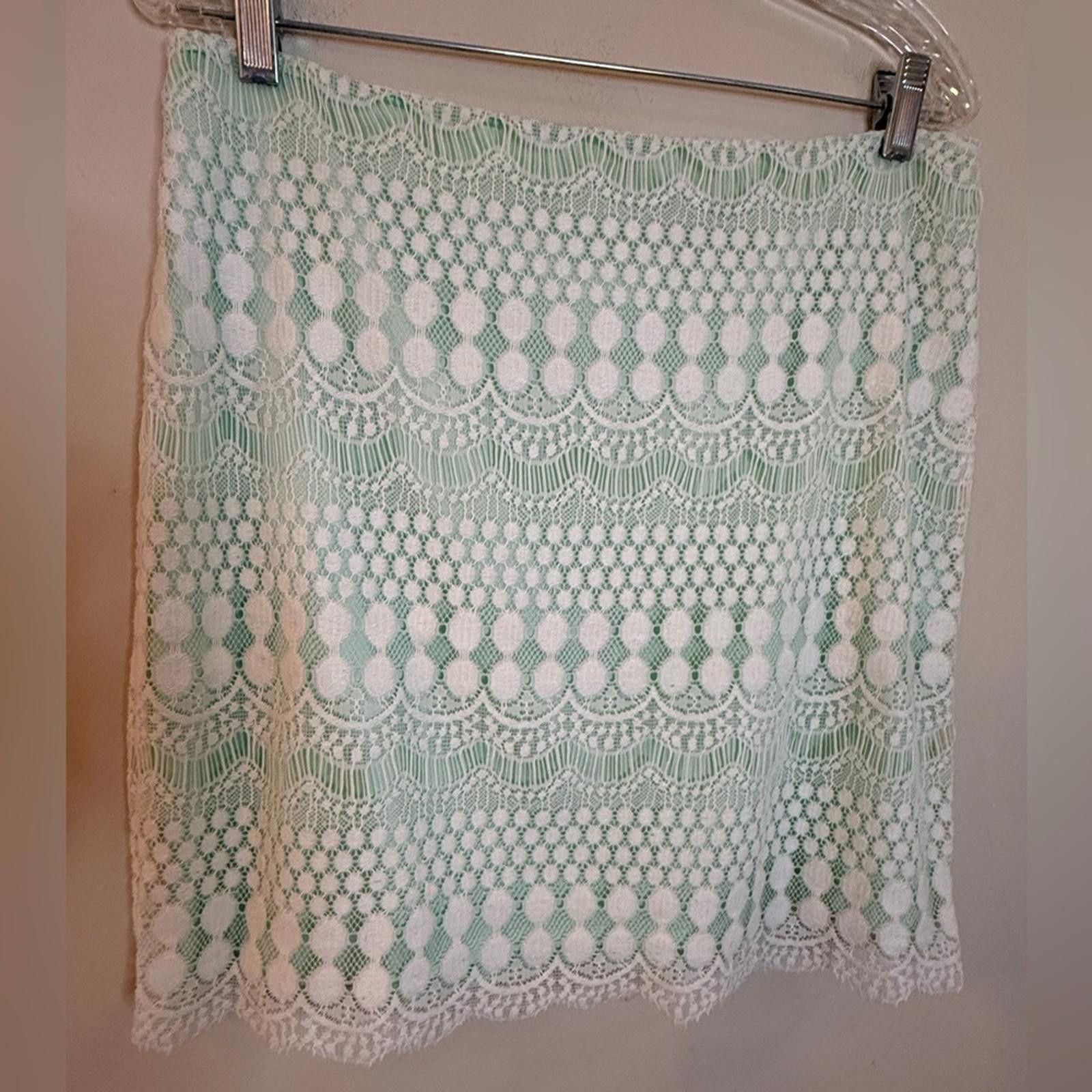 Other Gianni Bini mint green & white lace overlay mini skirt SZ 10 Size 32" / US 10 / IT 46 - 4 Thumbnail