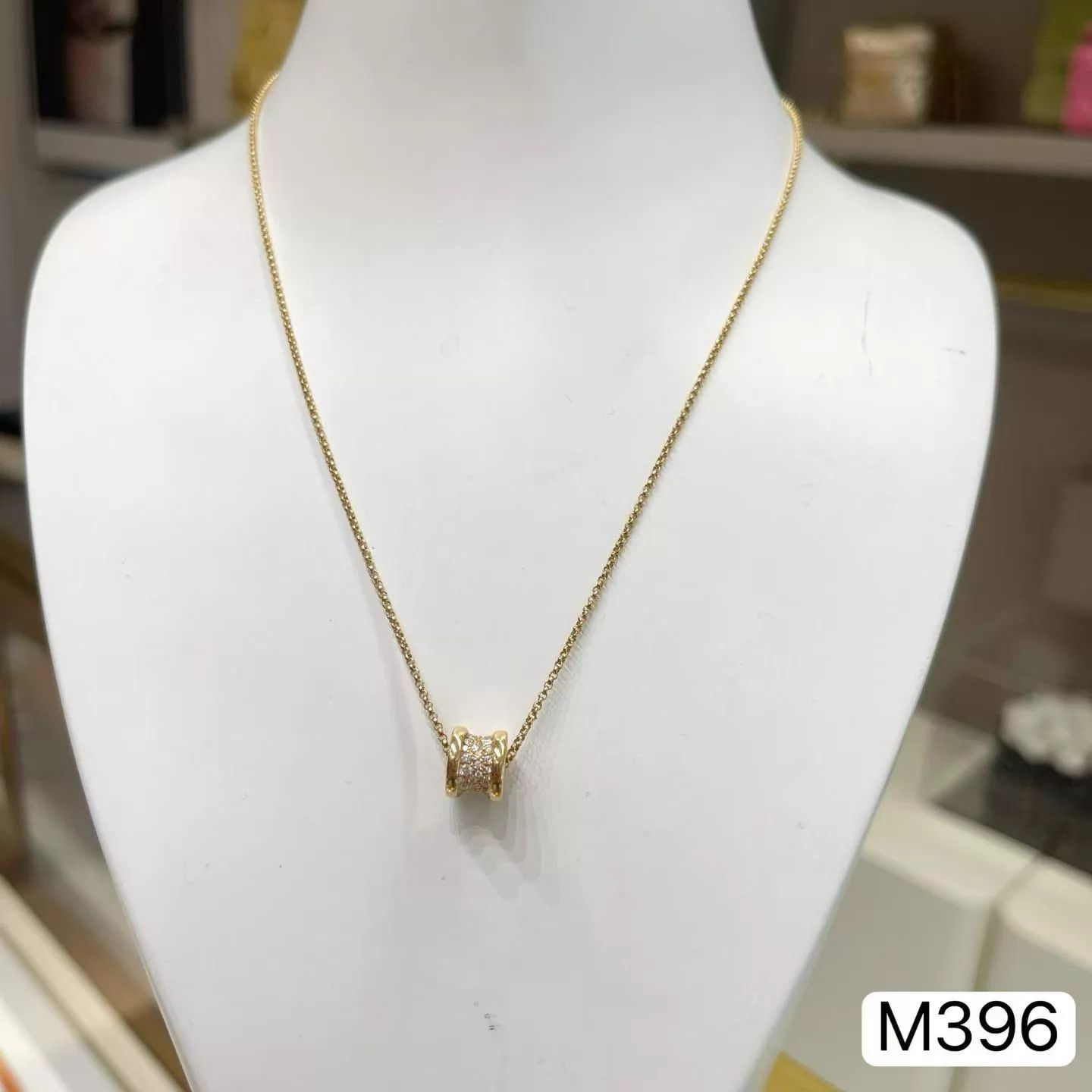 Bvlgari BVLGARI RoseGold FullDiamond SlimWaist Necklace M396 Size ONE SIZE - 1 Thumbnail