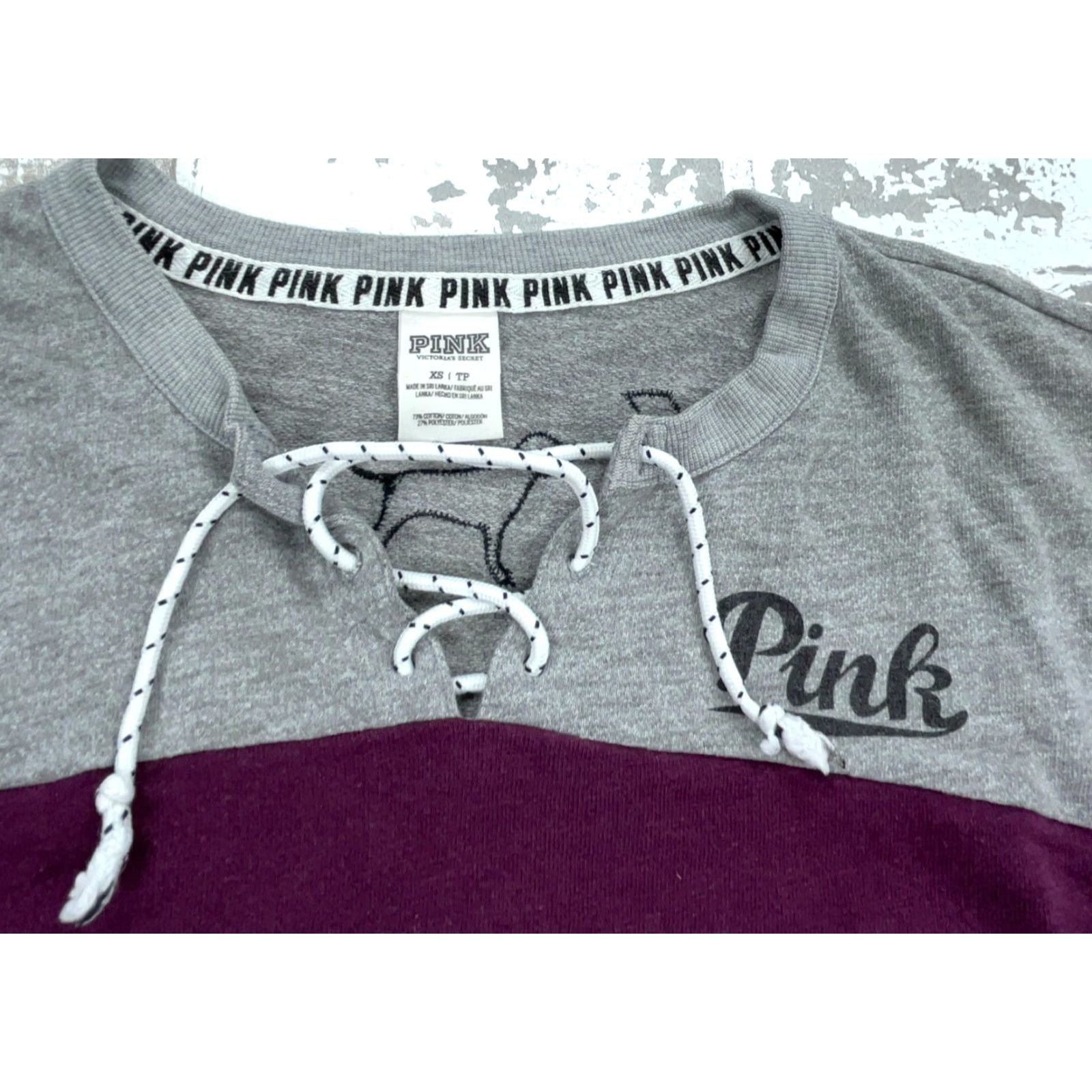 Victoria's Secret Victoria's Secret Pink Sweatshirt Women XS Purple Gray Laced Neck Sweater Size XS / US 0-2 / IT 36-38 - 4 Thumbnail
