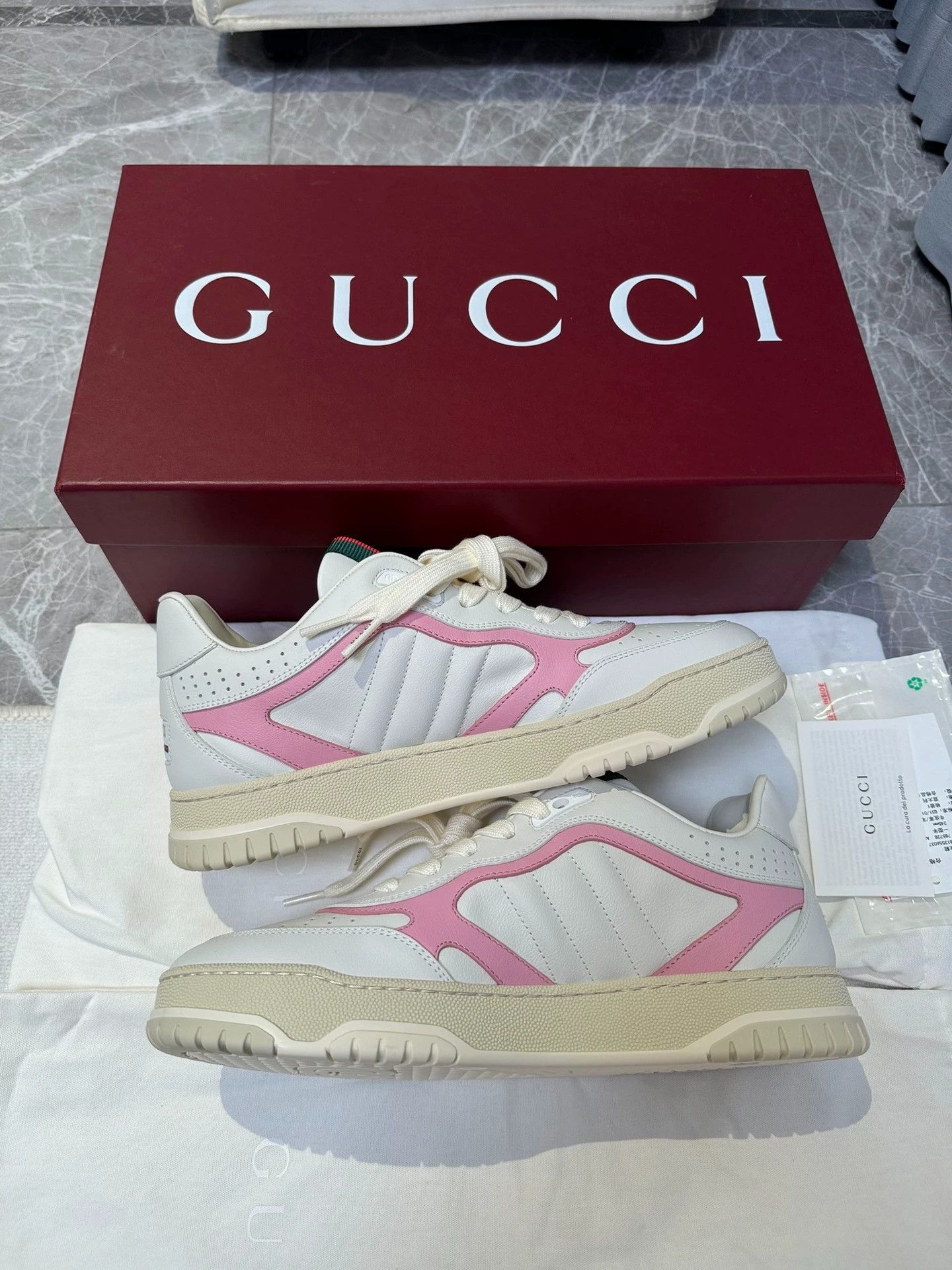 Gucci Gucci Women's Reweb color block white pink sneakers 39 Size US 8.5 / IT 38.5 - 8 Thumbnail