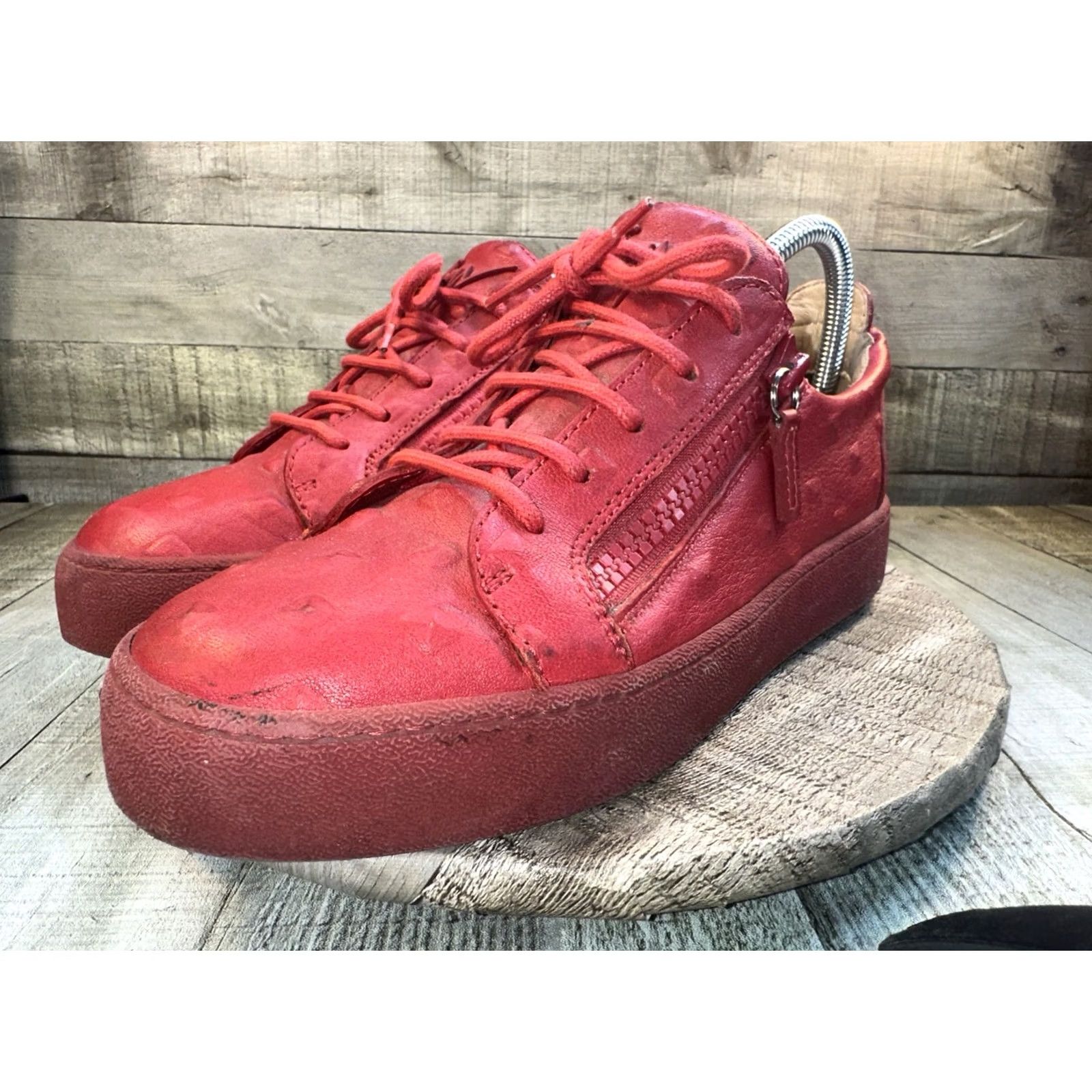 Giuseppe Zanotti Giuseppe Zanotti Mens Sneakers Size 8 / 41 Red Leather Sneaker Mens Shoes Red 41 Size US 8 / EU 41 - 3 Thumbnail