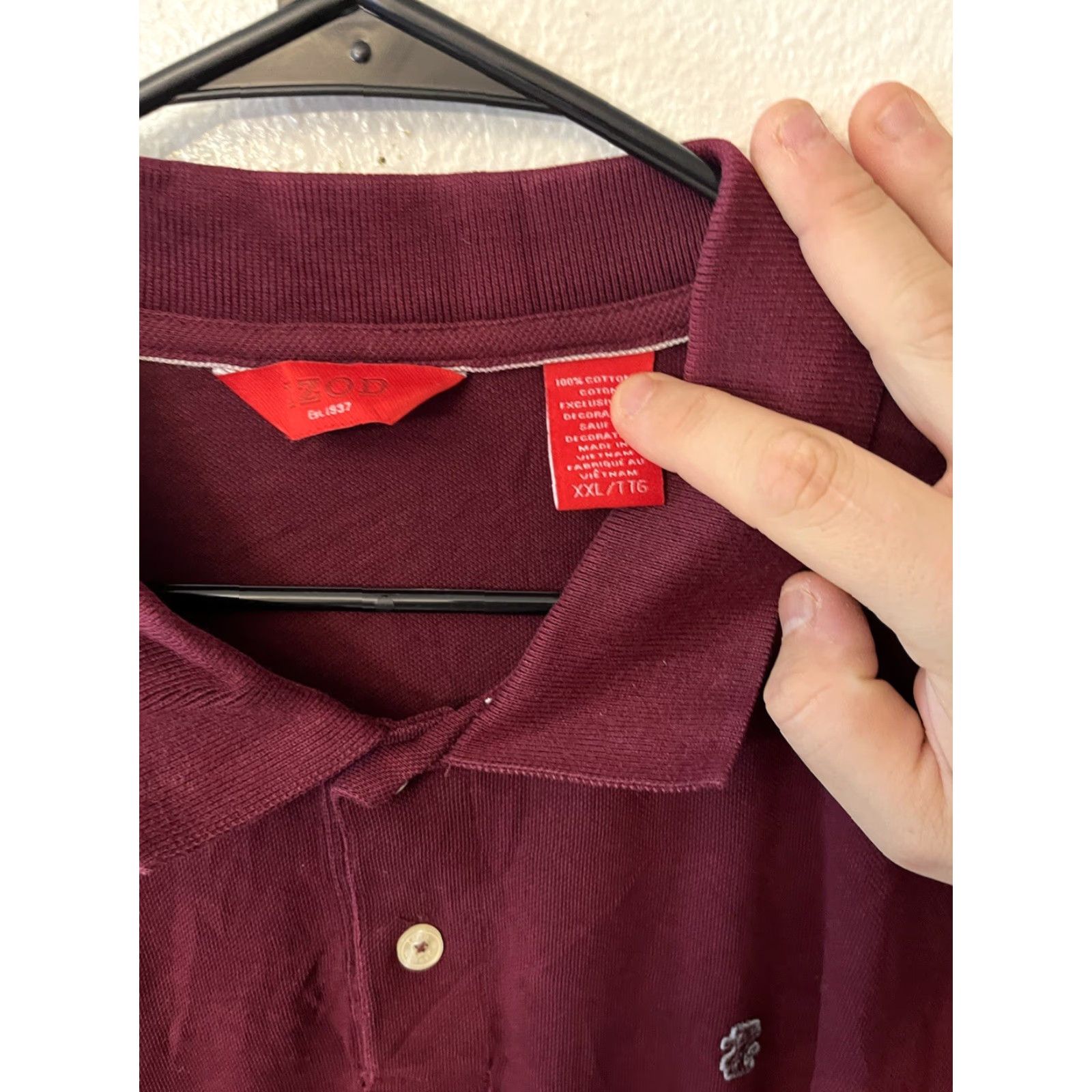 Izod VINTAGE IZOD GOLF POLO Shirt 2XL Men Maroon Short Sleeve Knit 100% Cotton Logo Patch Golf Classic Mens Size US XXL / EU 58 / 5 - 3 Thumbnail