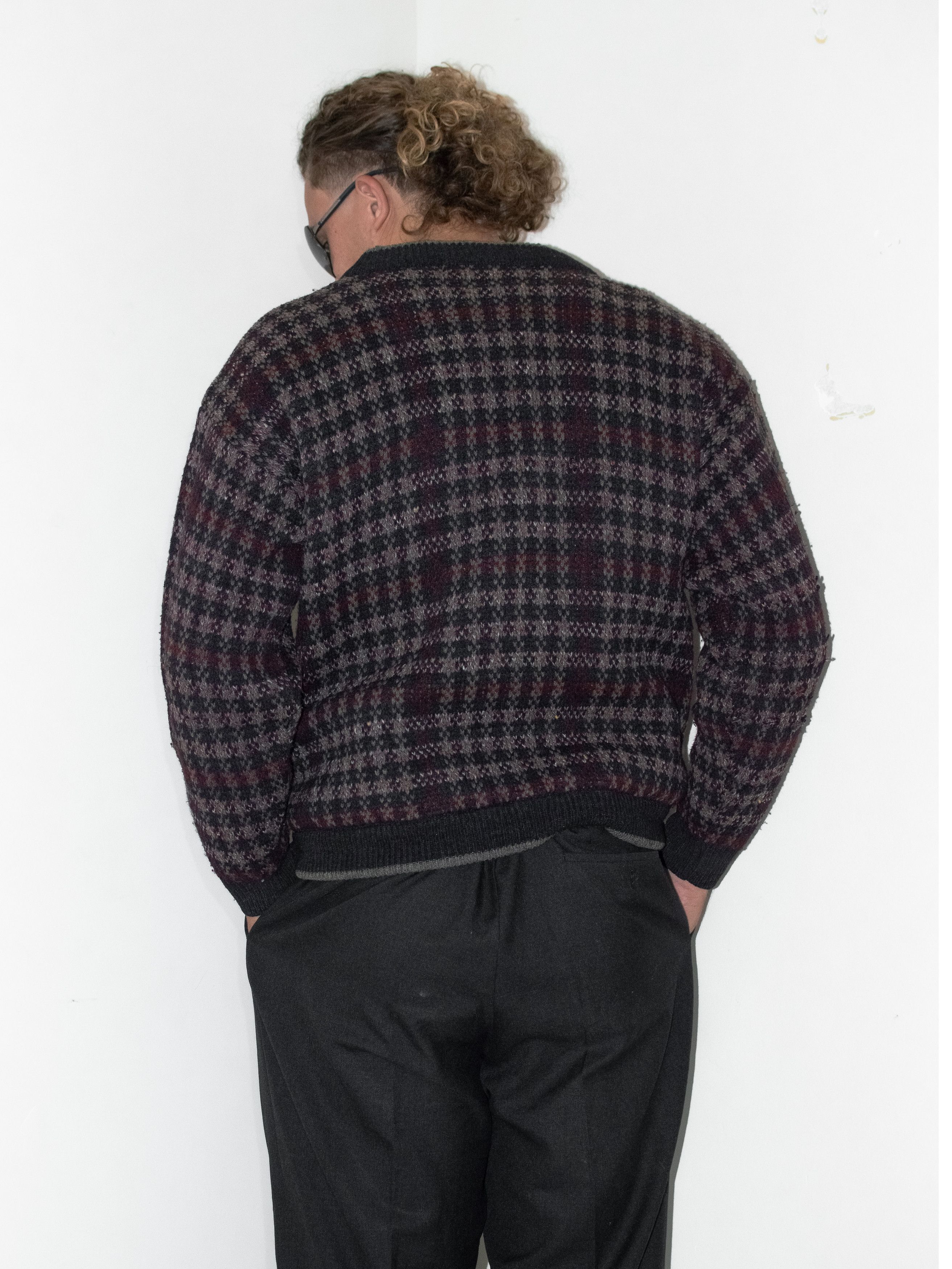 Designer × Vintage Vintage 80s Buttoned Geometric Knitted Thick Cardigan Jacket Size US S / EU 44-46 / 1 - 2 Thumbnail