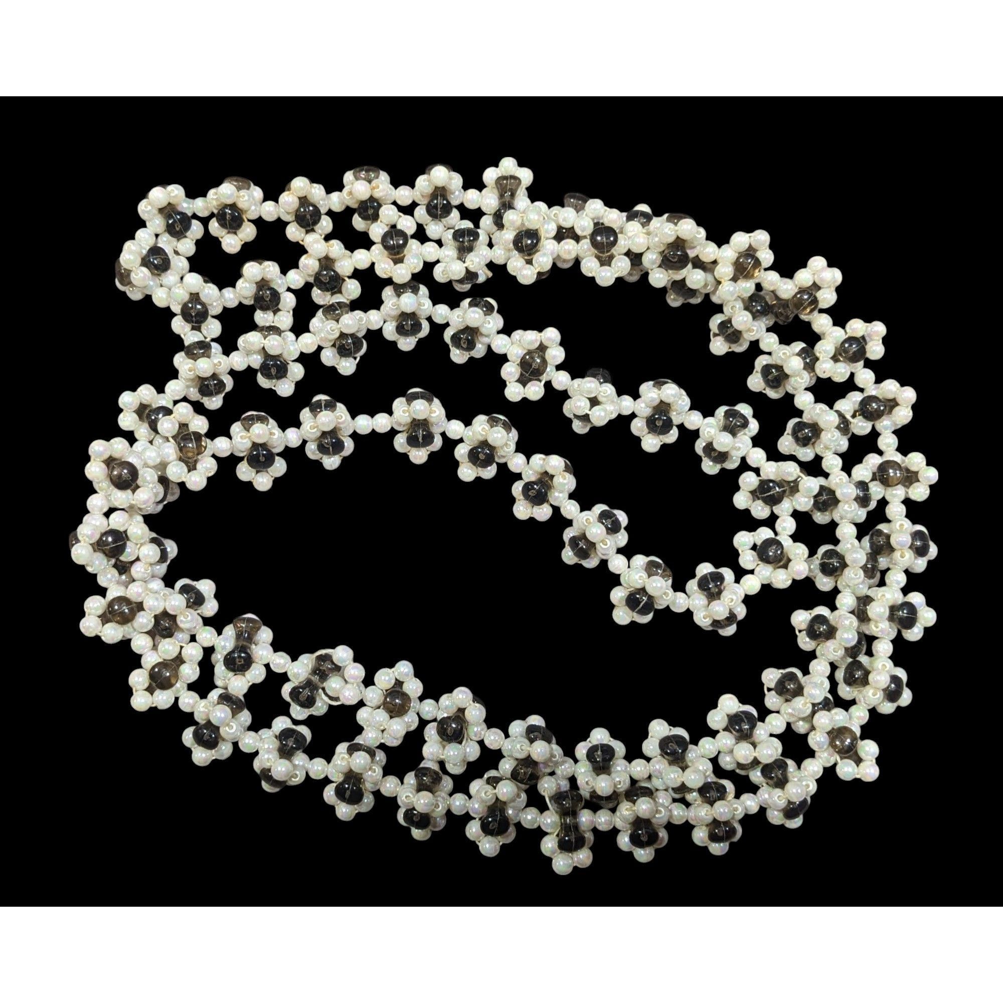 Other Handmade Floral Black And White Beaded Necklace Size ONE SIZE - 1 Thumbnail