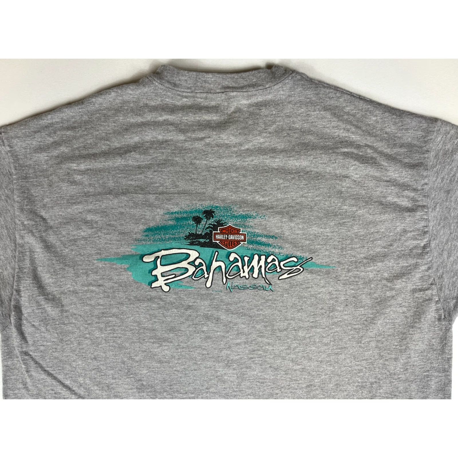 Harley Davidson VINTAGE Harley-Davidson Bahamas Nassau T-Shirt Double-Sided Mens Sz L Gray 1997 90s Motorcycle Graphic Print Crew Neck Short Sleeve Size US L / EU 52-54 / 3 - 3 Thumbnail