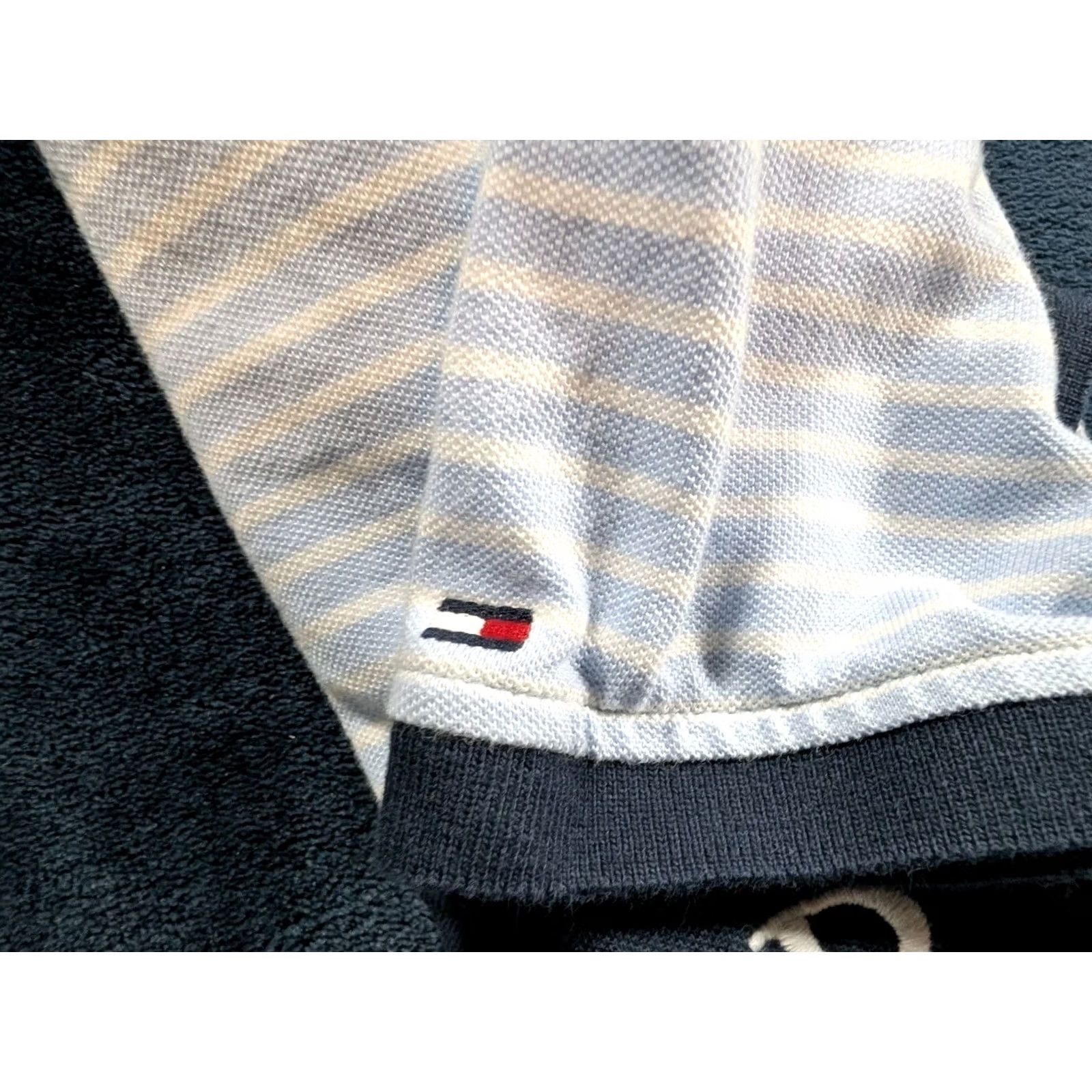 Tommy Hilfiger Tommy Hilfiger Polo Shirt Men's Small Striped Logo Knit 100% Cotton White Blue Logo Polo Mens S Size US S / EU 44-46 / 1 - 6 Thumbnail