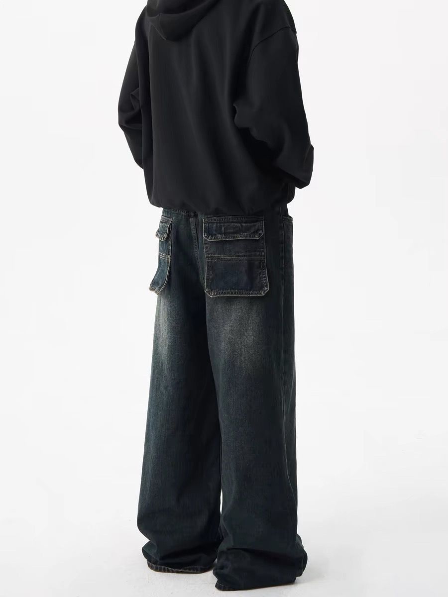 Japanese Brand × Vintage American washed loose wide leg casual jeans for men Size US 29 - 4 Thumbnail