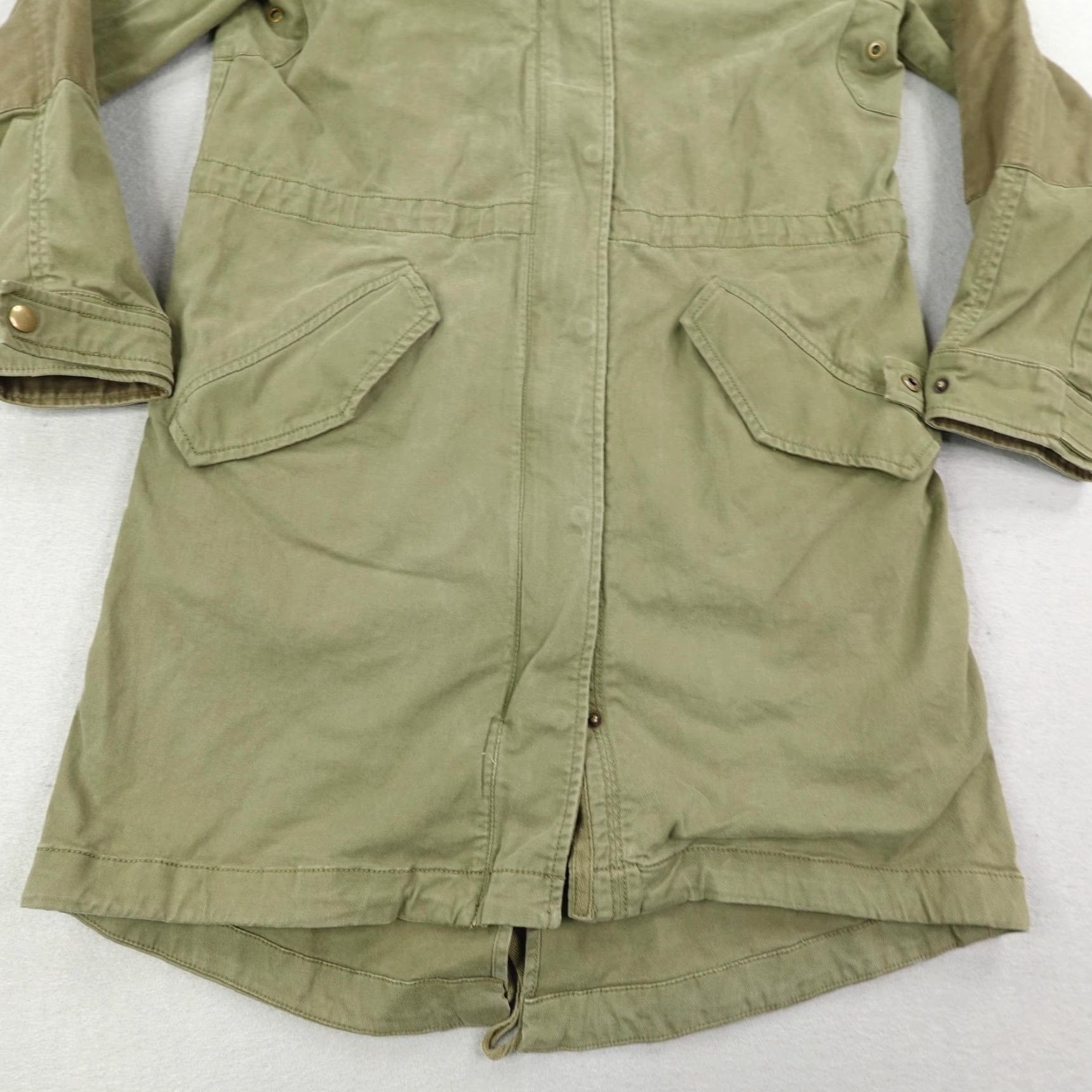 Gap VINTAGE Gap Women's Jacket XS Olive Green Military Fishtail Parka Hooded Canvas Outdoor Coat Size XS / US 0-2 / IT 36-38 - 3 Thumbnail