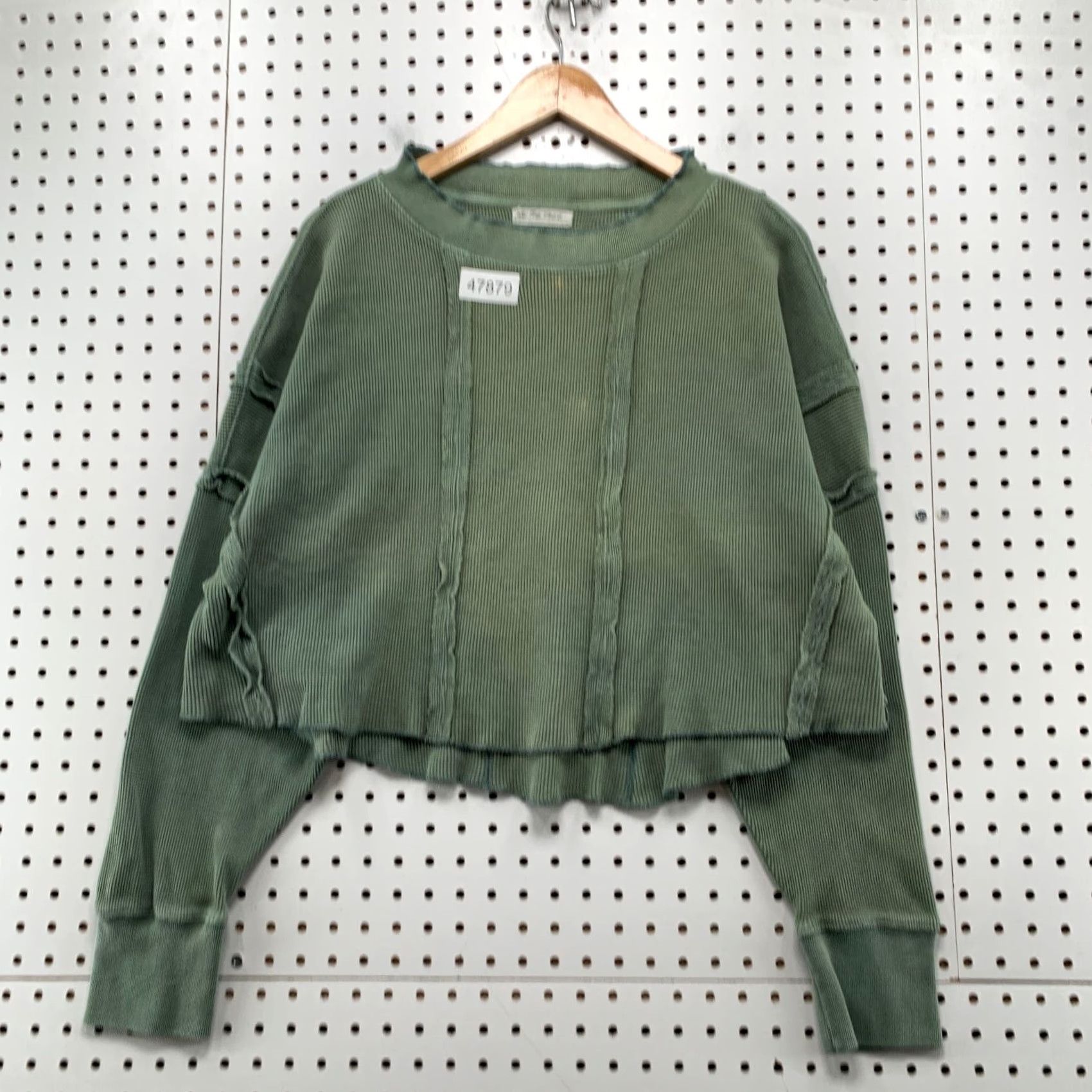 Free People Free People We The Free Thermal Top Womens XS Faded Green Heavyweight Hobo Boho Shirt Size XS / US 0-2 / IT 36-38 - 2 Thumbnail
