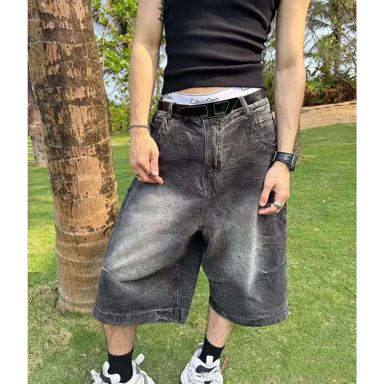 Japanese Brand × Jean Denim Short Worn-out Washed Size US 29 - 4 Thumbnail