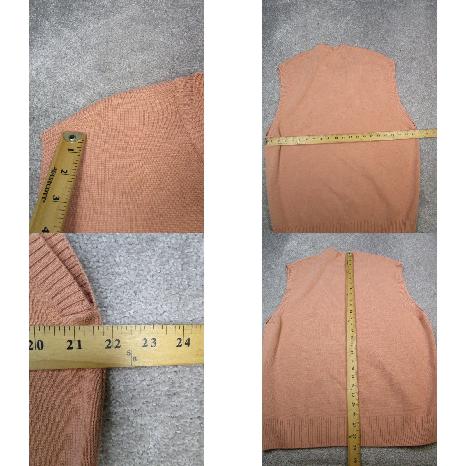 Zara Zara Vest Mens Large Orange Cotton Knit Pullover V-Neck Sleeveless Casual Sweatshirt Shirt? Size US L / EU 52-54 / 3 - 8 Thumbnail
