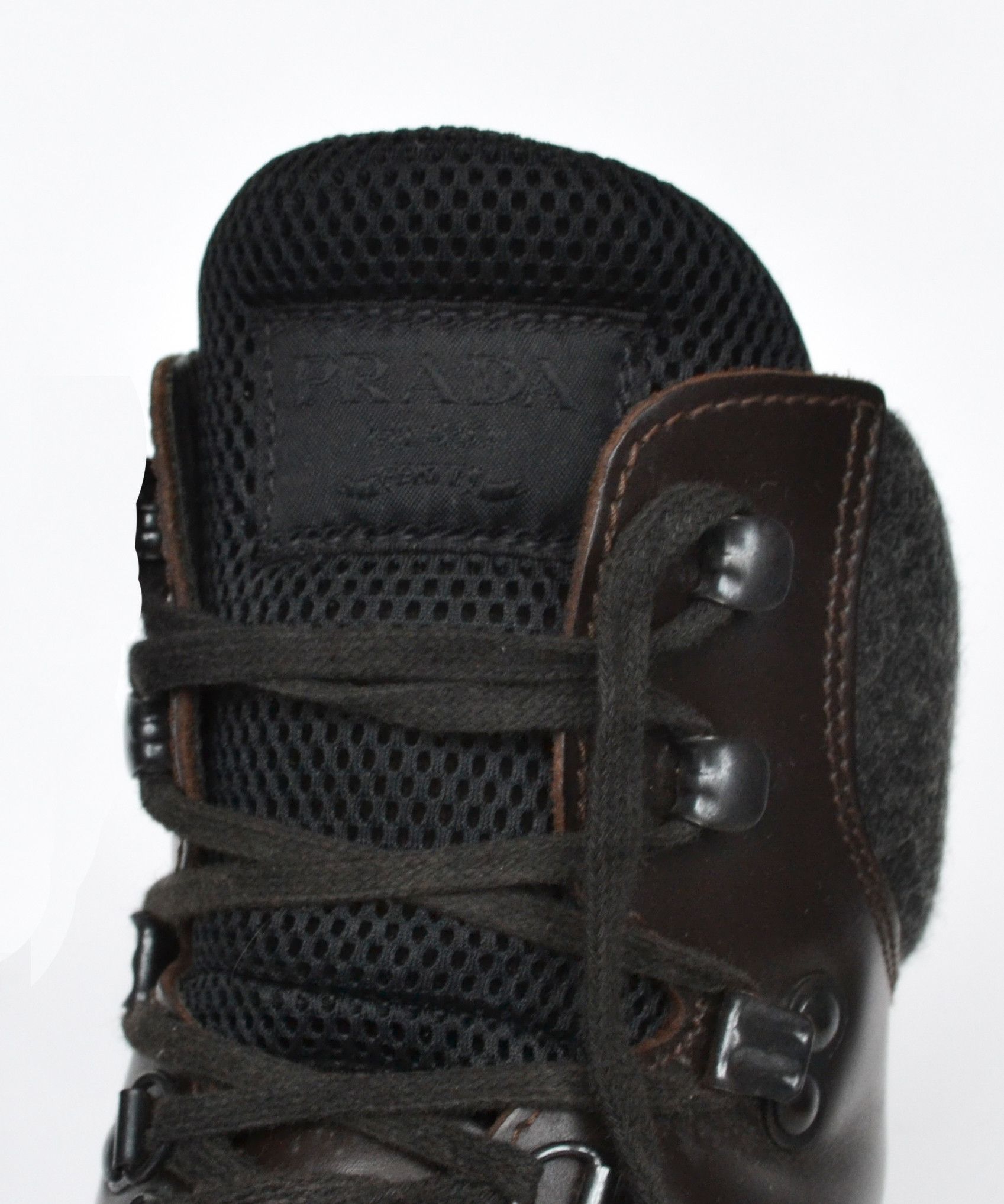 Prada 🔴 PRADA Boots Leather Wool Shoes Brown Grey 1998 Combat 38 Size US 8 / IT 38 - 8 Thumbnail