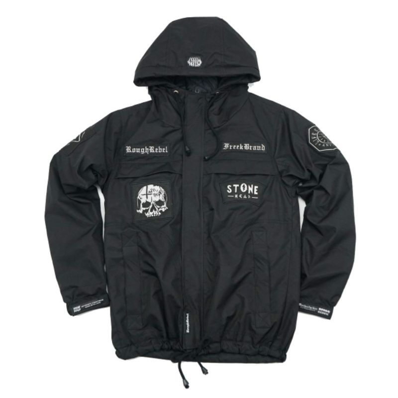 image of Bomber Jacket Jacket Kill It - Roughrebel in Black, Men's (Size XL)
