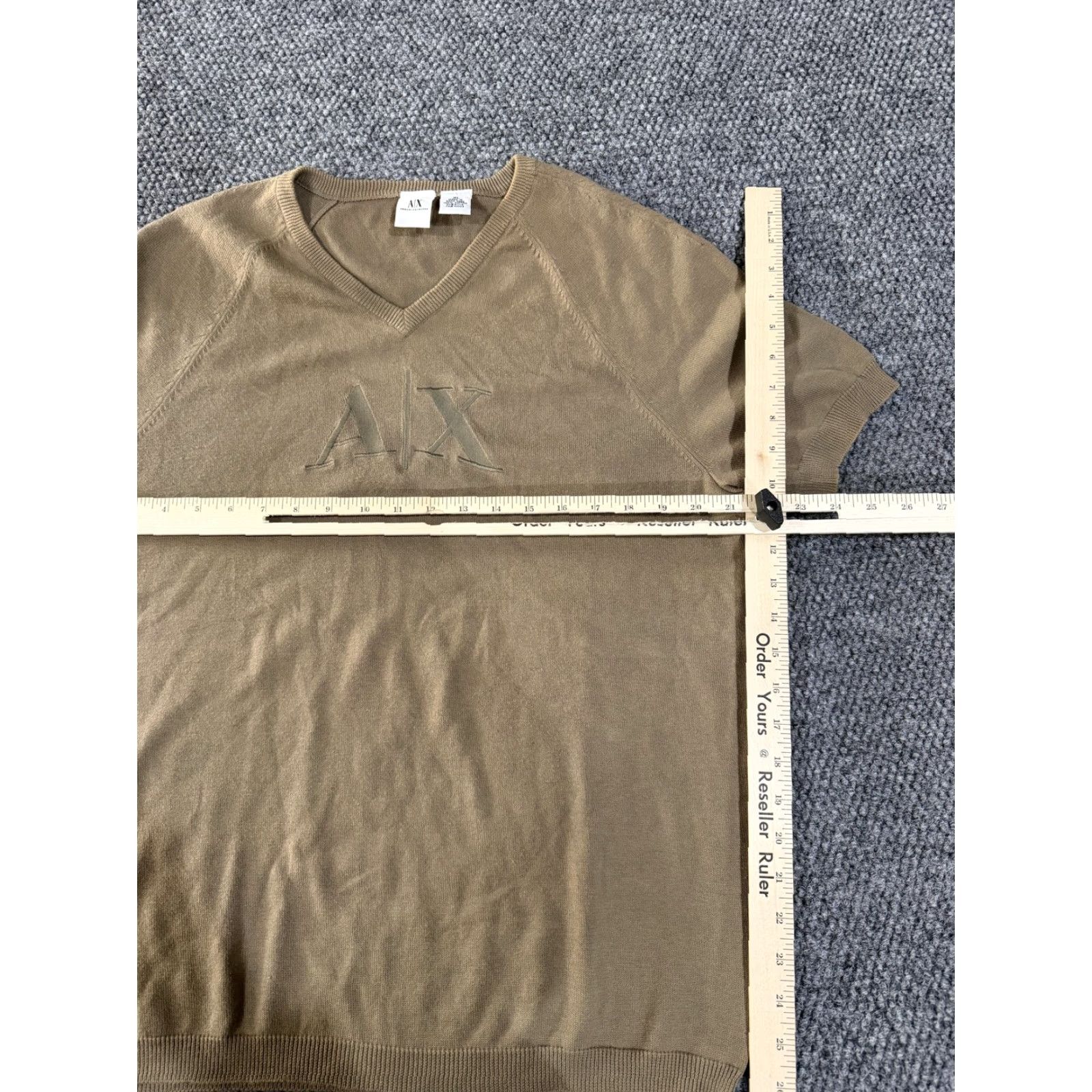 Armani Exchange Armani Exchange Sweater Mens XL Brown V-Neck Short Sleeve Cotton Knit A|X Logo Size US XL / EU 56 / 4 - 4 Thumbnail