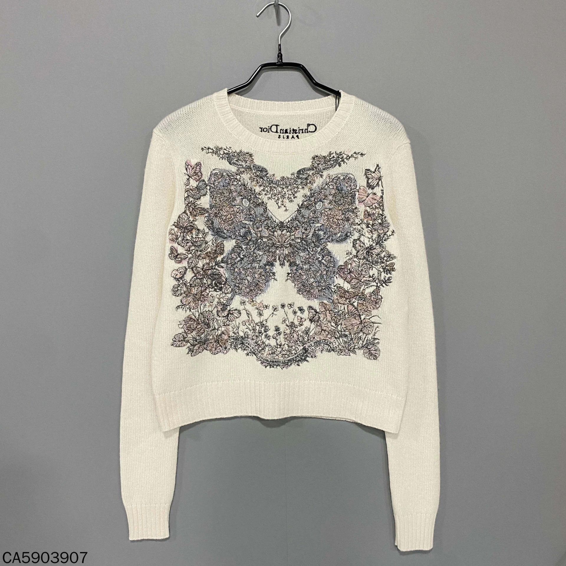 Dior Dior Butterfly Embroidered Cashmere Sweater 38 Size S / US 4 / IT 40 - 1 Thumbnail