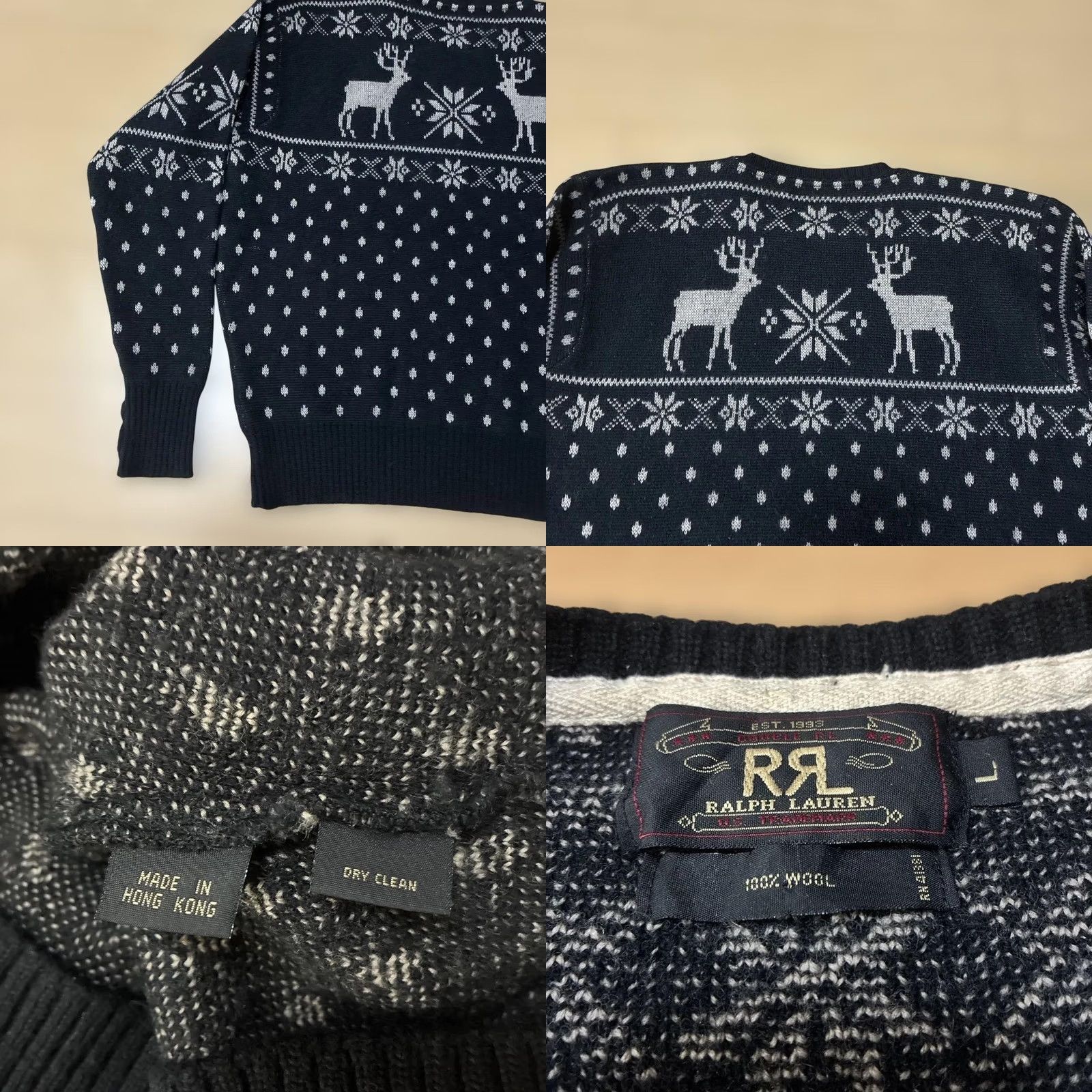Ralph Lauren RRL RALPH LAUREN Knit Early Three-Star Tag All-over Snow Pattern L men's USED Size US L / EU 52-54 / 3 - 8 Thumbnail