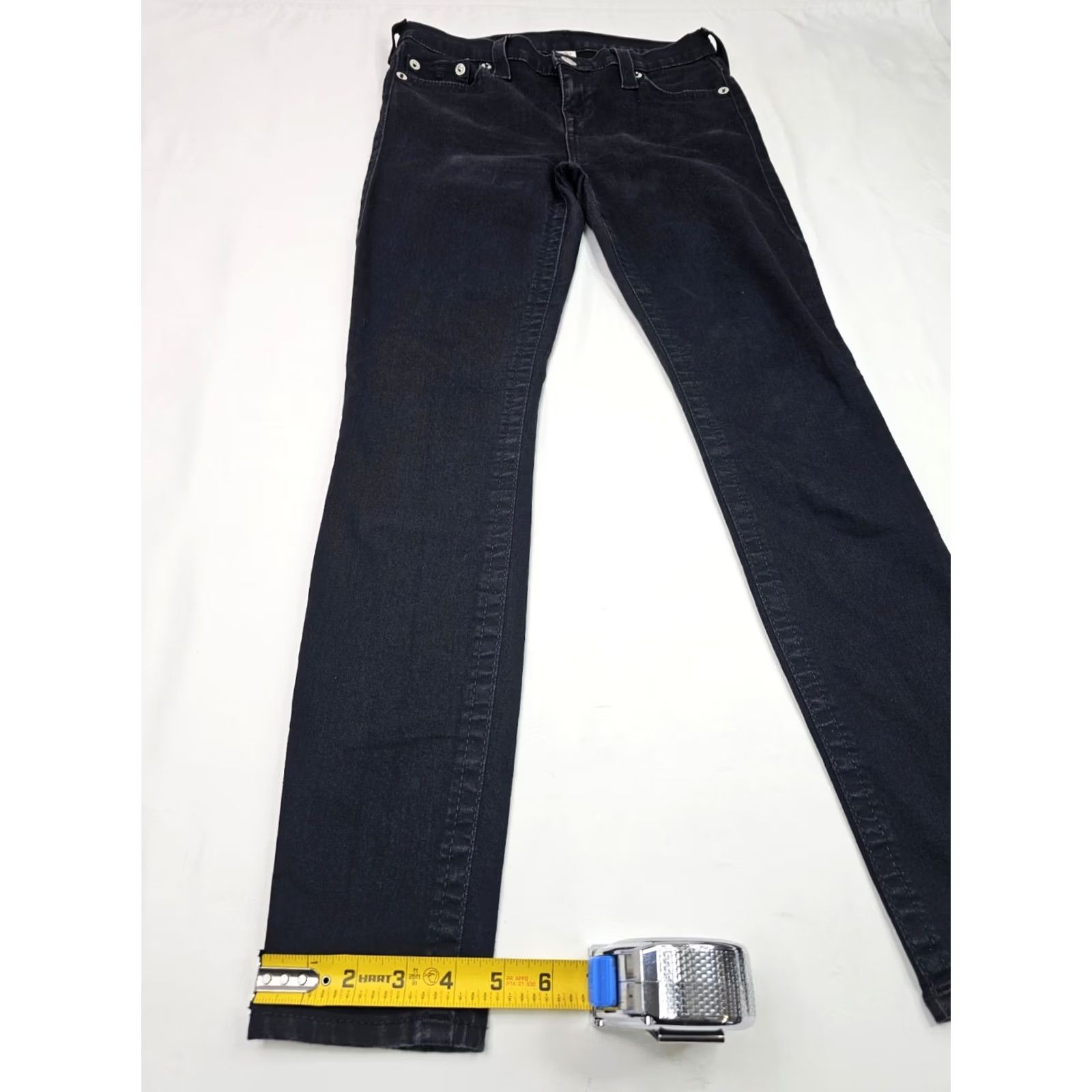 True Religion VINTAGE True Religion Halle Jeans Women 28 Black Embellished Back Pockets 5-Pocket Denim Skinny 28x29 Womens Size 28" / US 6 / IT 42 - 2 Thumbnail