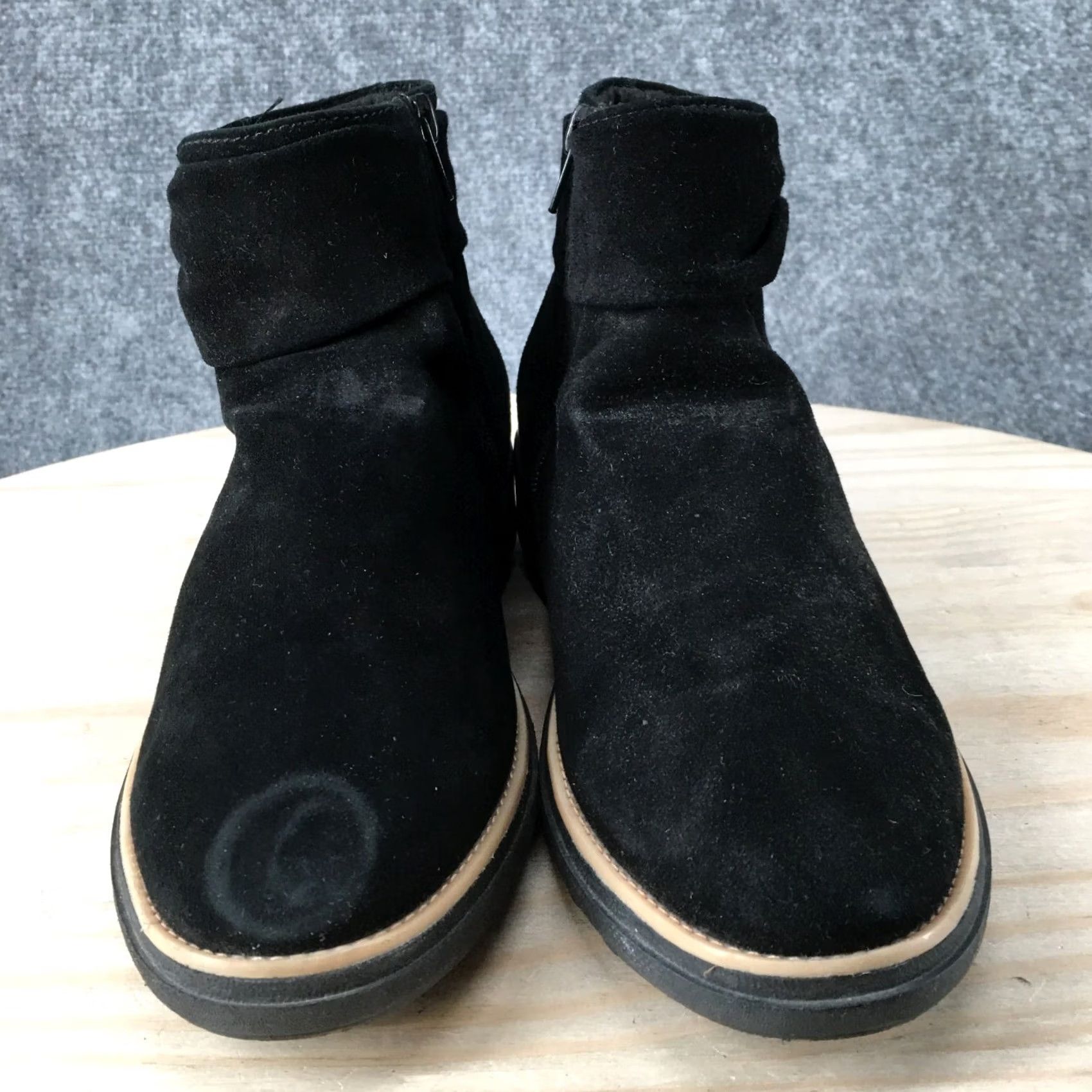 Clarks Clarks Boots Womens 7 M Sharon Swing Ankle Booties Wedge Black Suede Zipper Size US 7 / IT 37 - 6 Thumbnail