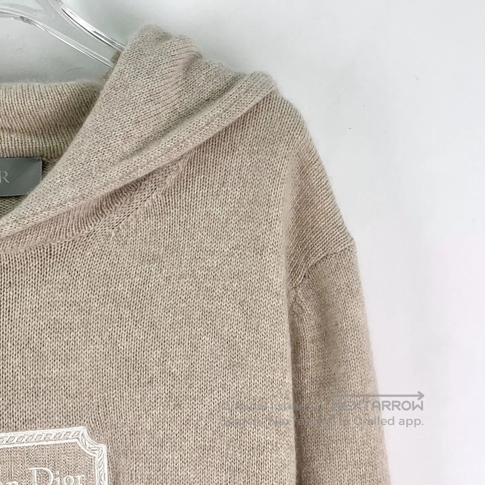 Dior Dior Oatmeal Logo Lettering Embroidered Cashmere Hooded Lo Size US M / EU 48-50 / 2 - 3 Thumbnail