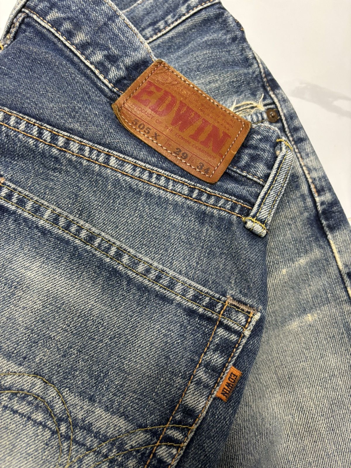 Edwin VINTAGE EDWIN 505x SELVEDGE BAGGY DISTRESS DENIM JEANS Size US 28 / EU 44 - 9 Thumbnail