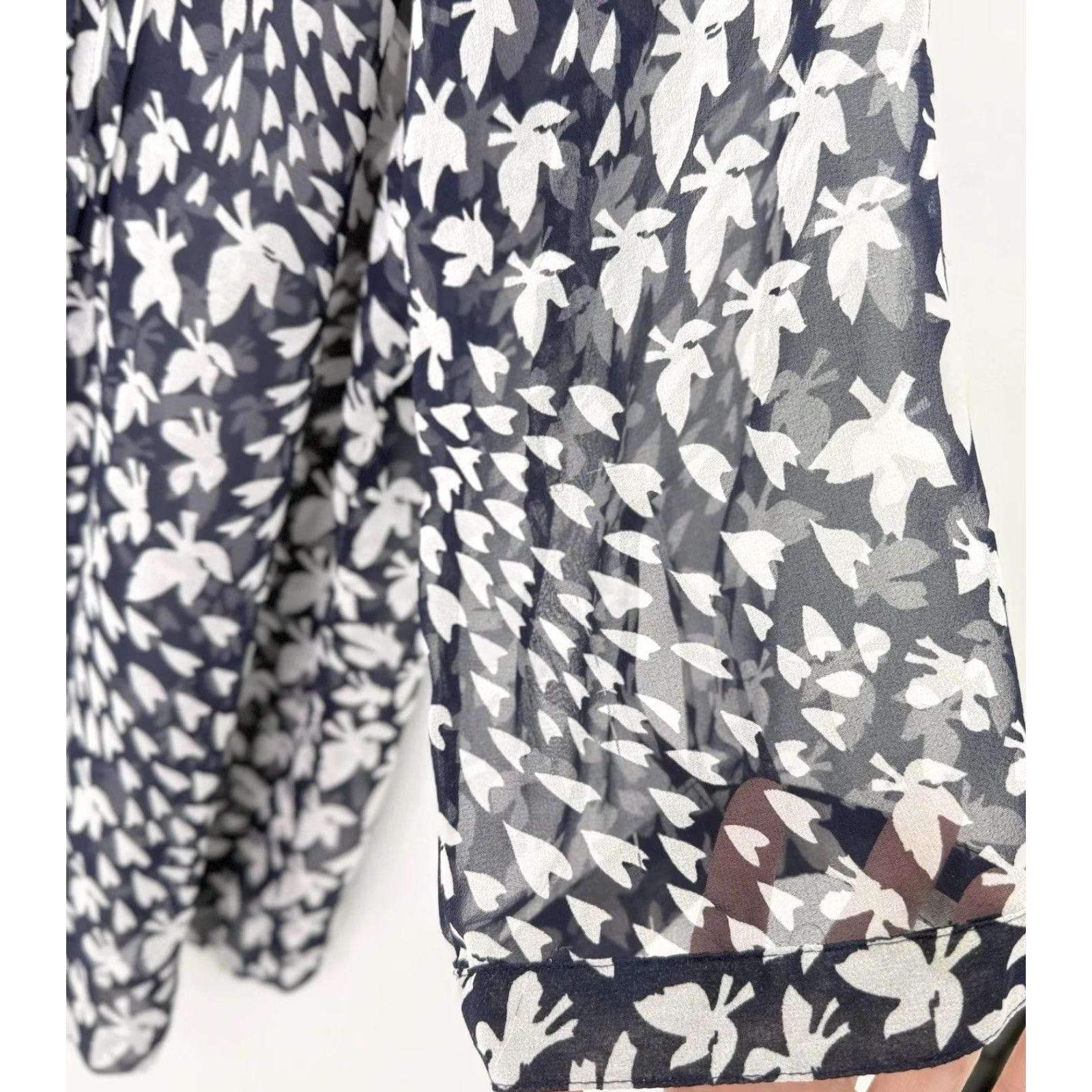 Charter Club VINTAGE? No — Charter Club Plus Size Navy Blue & White Print Button Front Chiffon Shirt Sz 3x Size XXL / US 16-18 / IT 52-54 - 5 Thumbnail