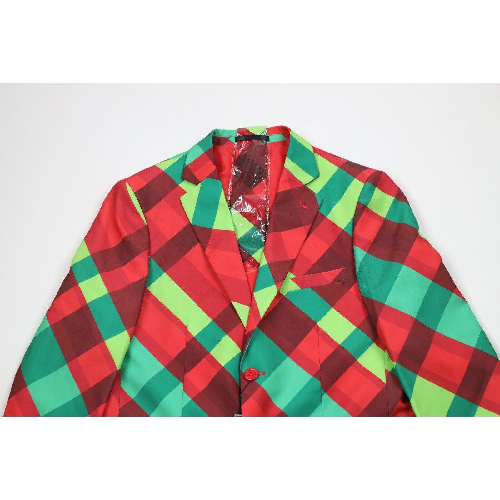 Vintage New Brave Man Christmas Plaid 3 Piece Suit 36R Size 36R - 3 Thumbnail