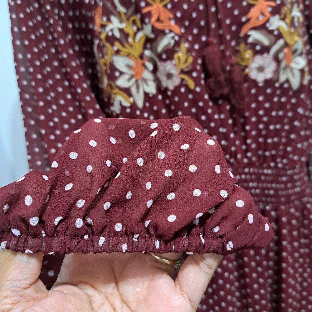 Other RusttyDustty Polka-Dot Floral Embroidered Modern Boho Tie Ne Size 4XL / US 24-26 - 10 Thumbnail