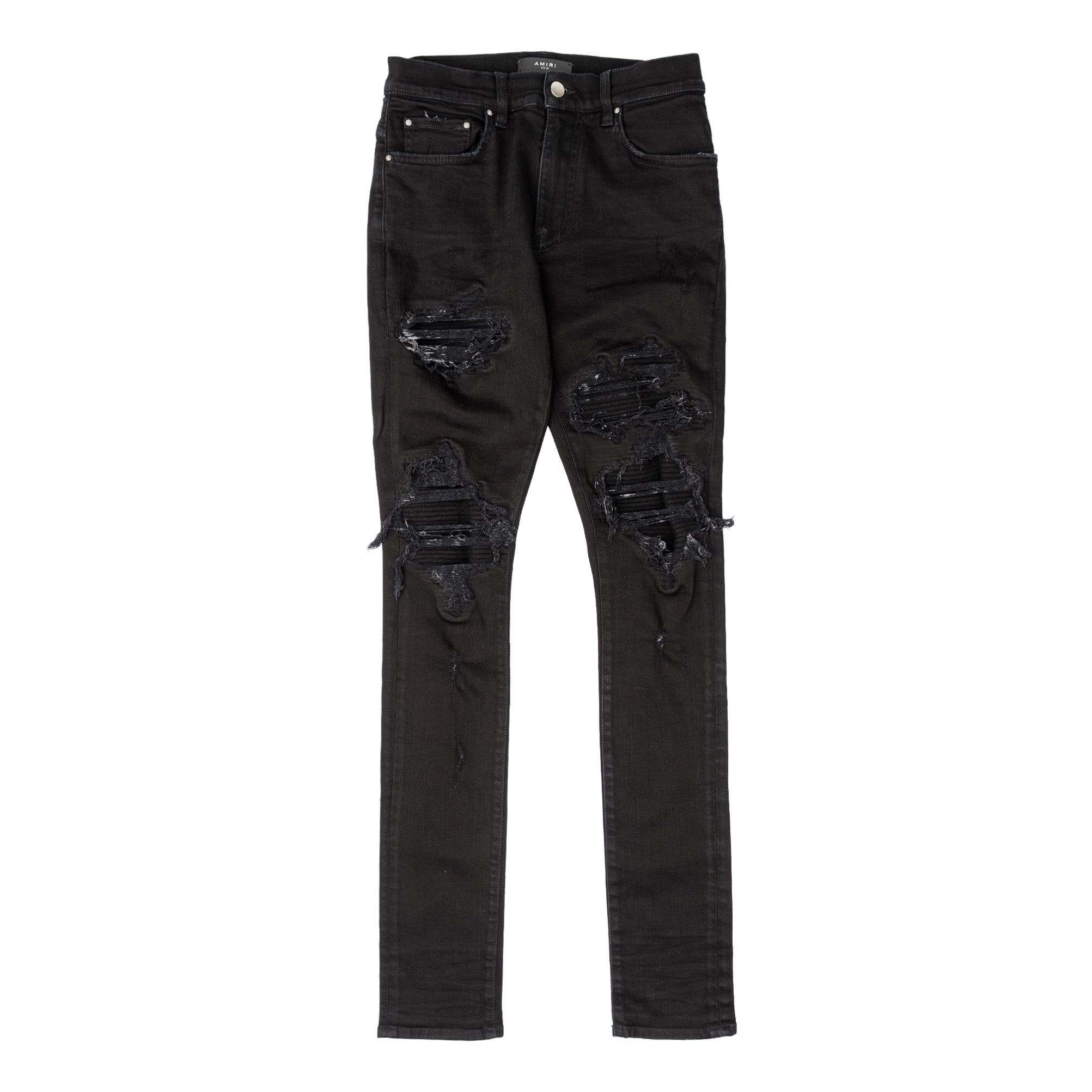 Amiri Amiri MX1 Silver Patch Black Denim Jeans Size 29 | Grailed