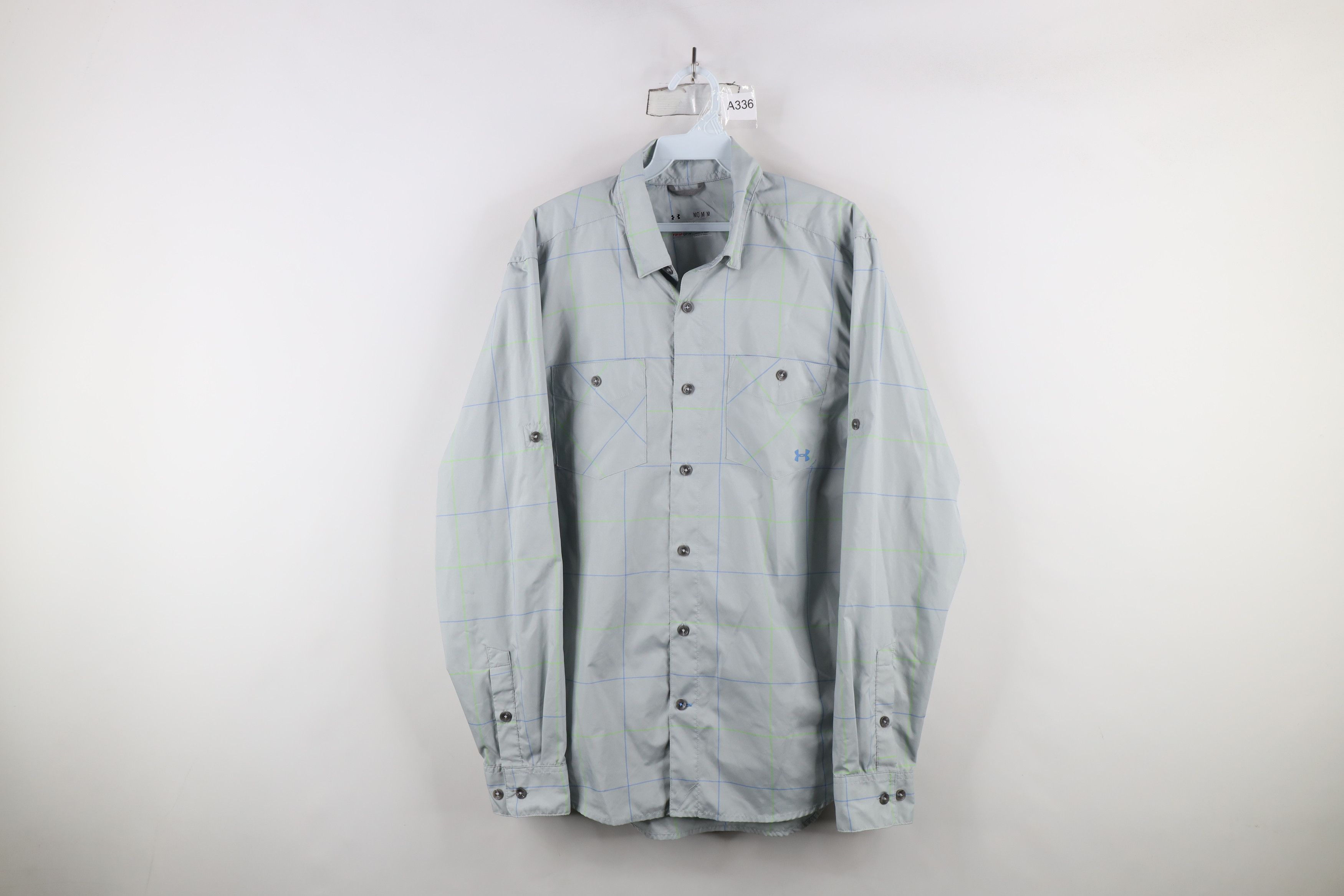 Under Armour × Vintage Under Armour Loose Tech Collared Button Shirt Gray Plaid Size US M / EU 48-50 / 2 - 1 Thumbnail