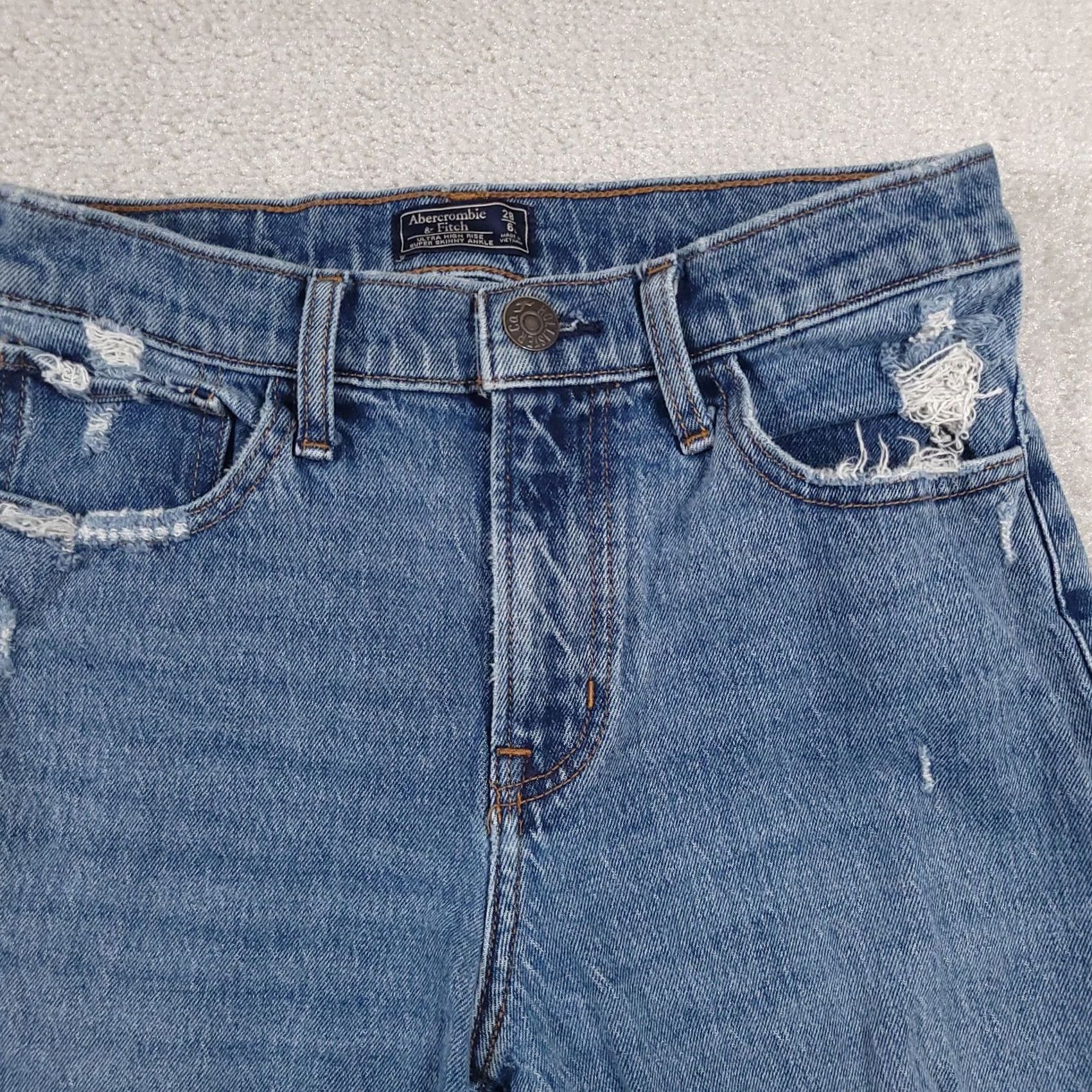 Abercrombie & Fitch Abercrombie & Fitch Jeans Women's 28 6L Ultra High Rise Super Skinny Ankle Denim Blue 5-Pocket Stretch Slim Modern Classic Boys Womens Girls Mens Size 28" / US 6 / IT 42 - 3 Thumbnail