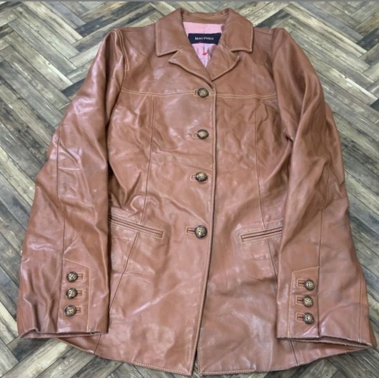 Japanese Brand × Vintage MACPHEE - Brown Leather Jacket Size US M / EU 48-50 / 2 - 2 Thumbnail
