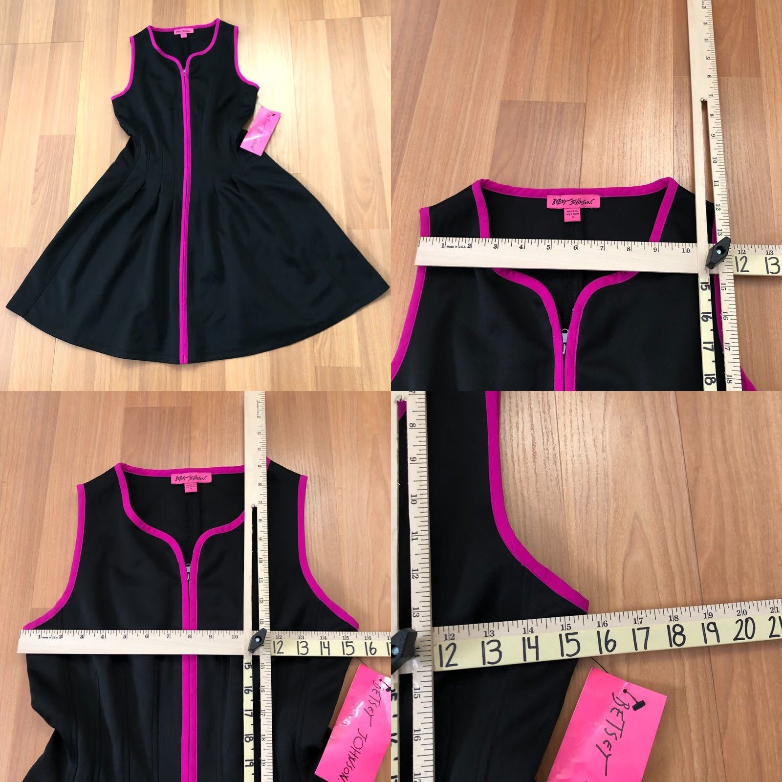 Betsey Johnson Betsey Johnson Dress Women's 4 A-Line Mid Length Sleeveless Zip Black Pink NEW Size S / US 4 / IT 40 - 8 Thumbnail