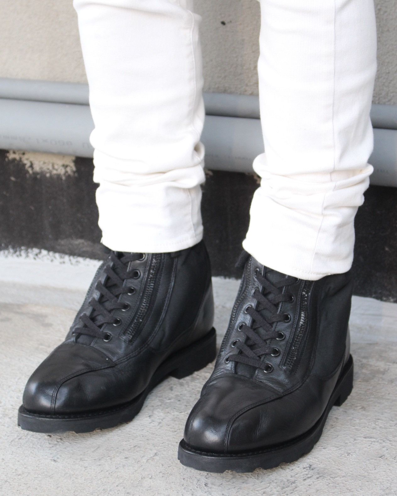 Vintage 2014 ARMY FRENCH LEATHER BOOTS Size US 10 / EU 43 - 3 Thumbnail