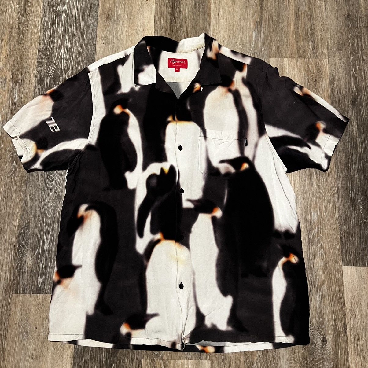 image of Supreme Penguins Rayon Shirt in Black, Men's (Size XL)